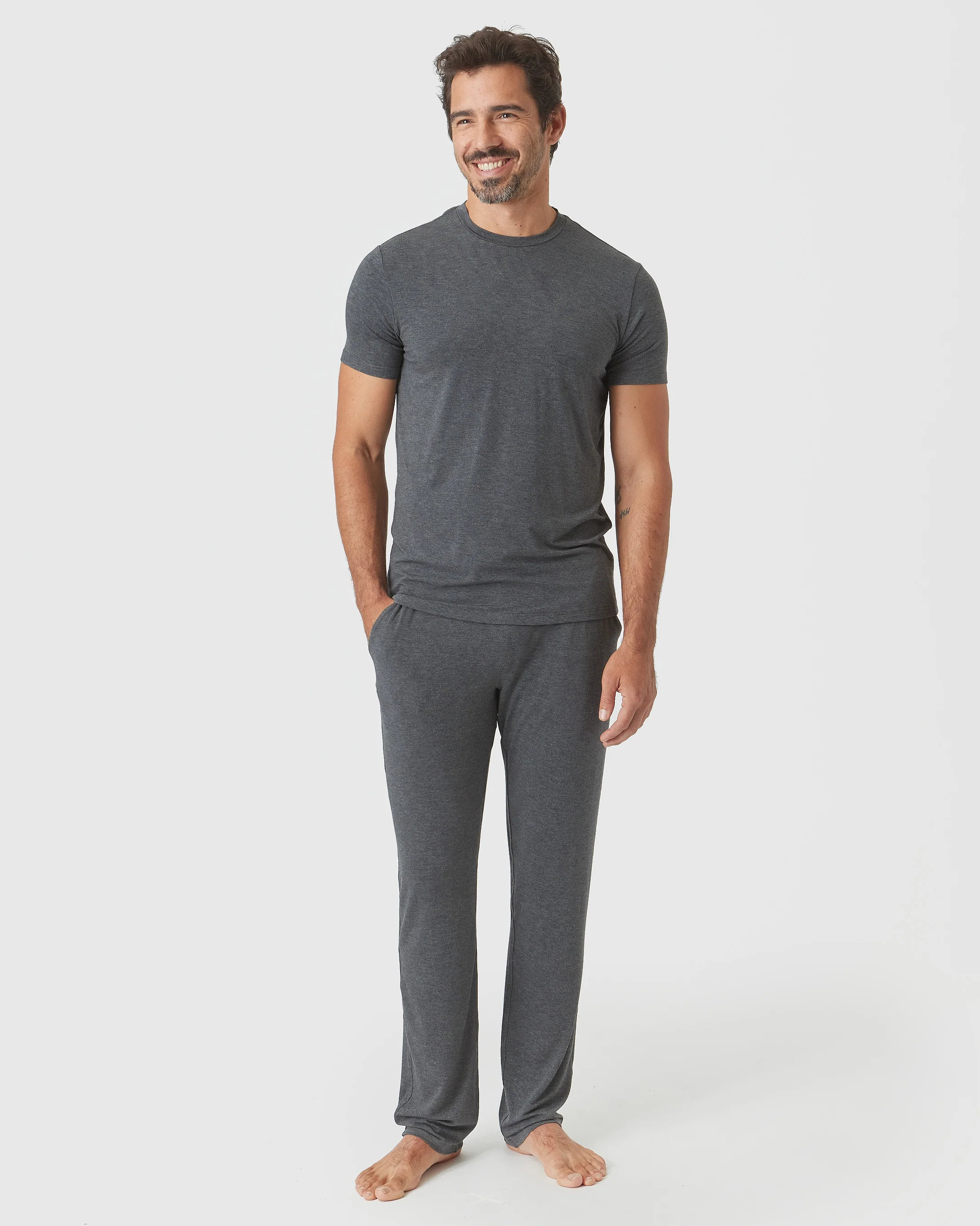 Charcoal Heather Gray Short Sleeve Loungewear Tee - Image 6