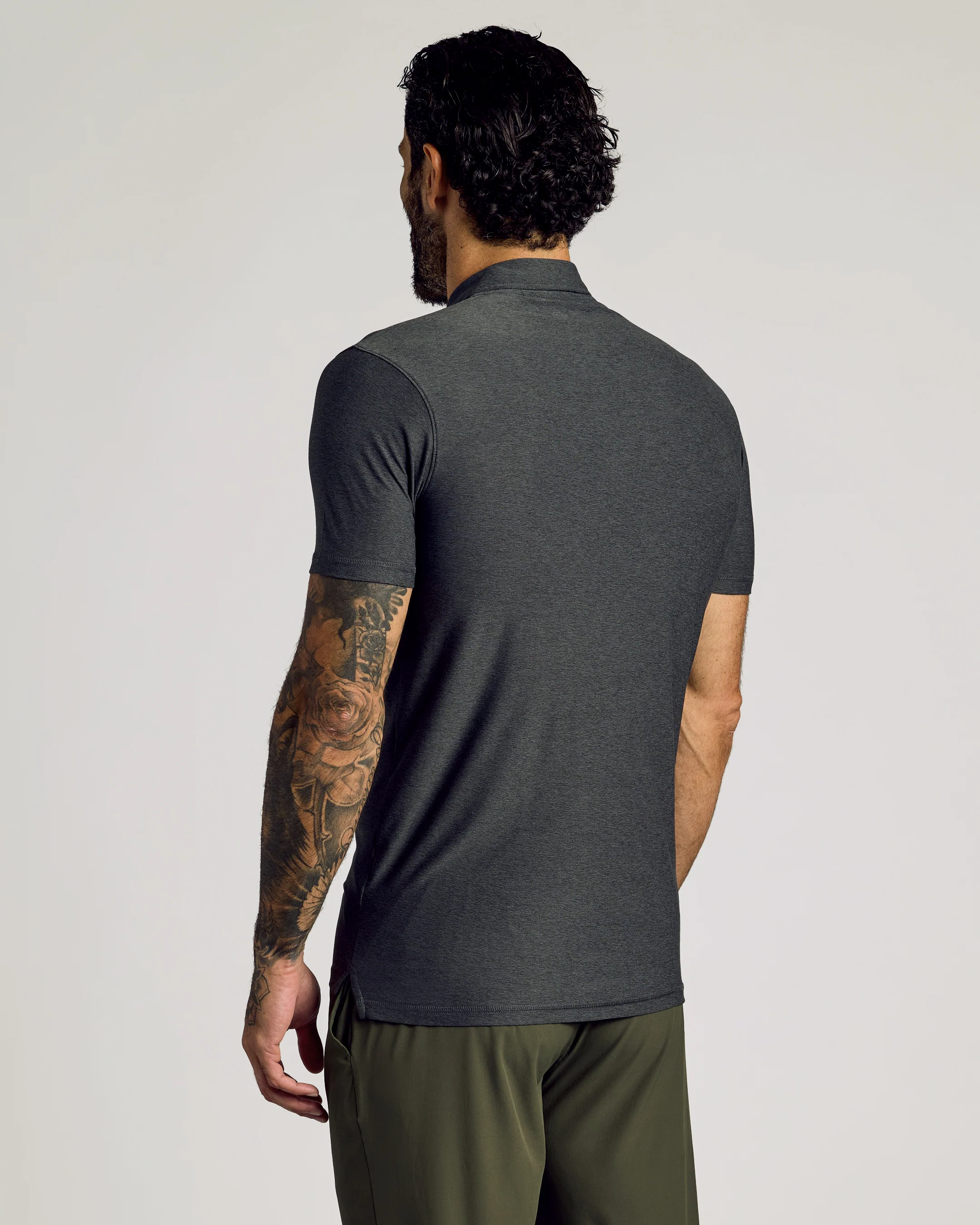 Charcoal Heather Gray Short Sleeve Tall Active Polo - Image 3