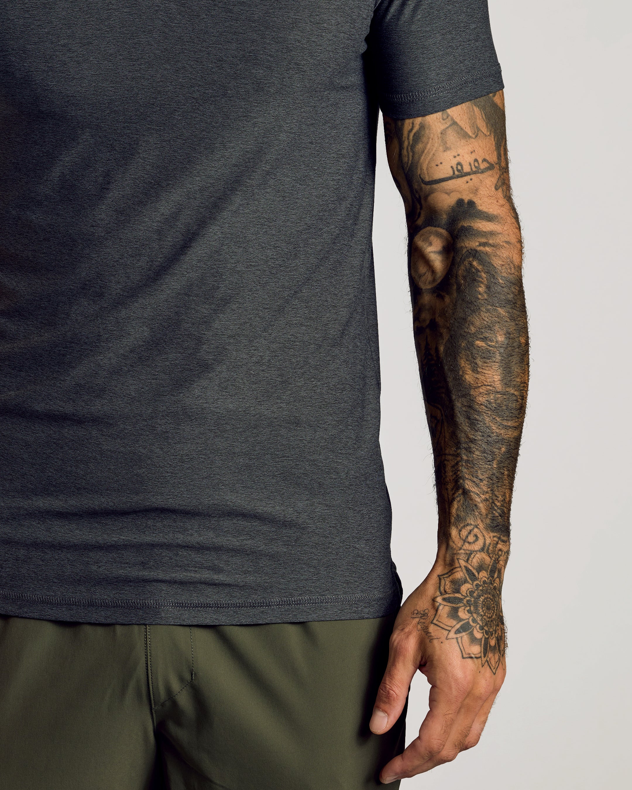 Charcoal Heather Gray Short Sleeve Tall Active Polo - Image 4