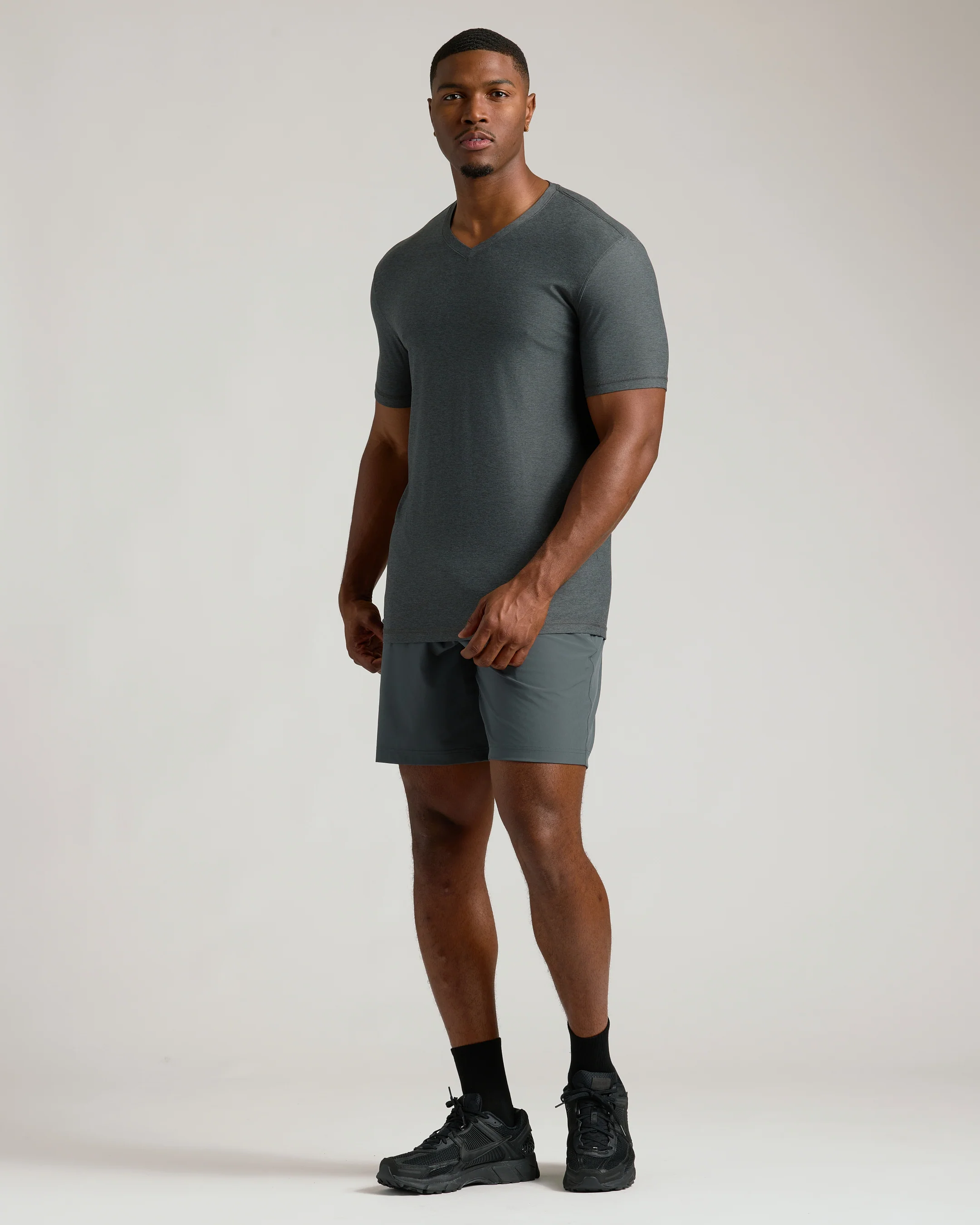 Charcoal Heather Gray Tall Active V-Neck - Image 6