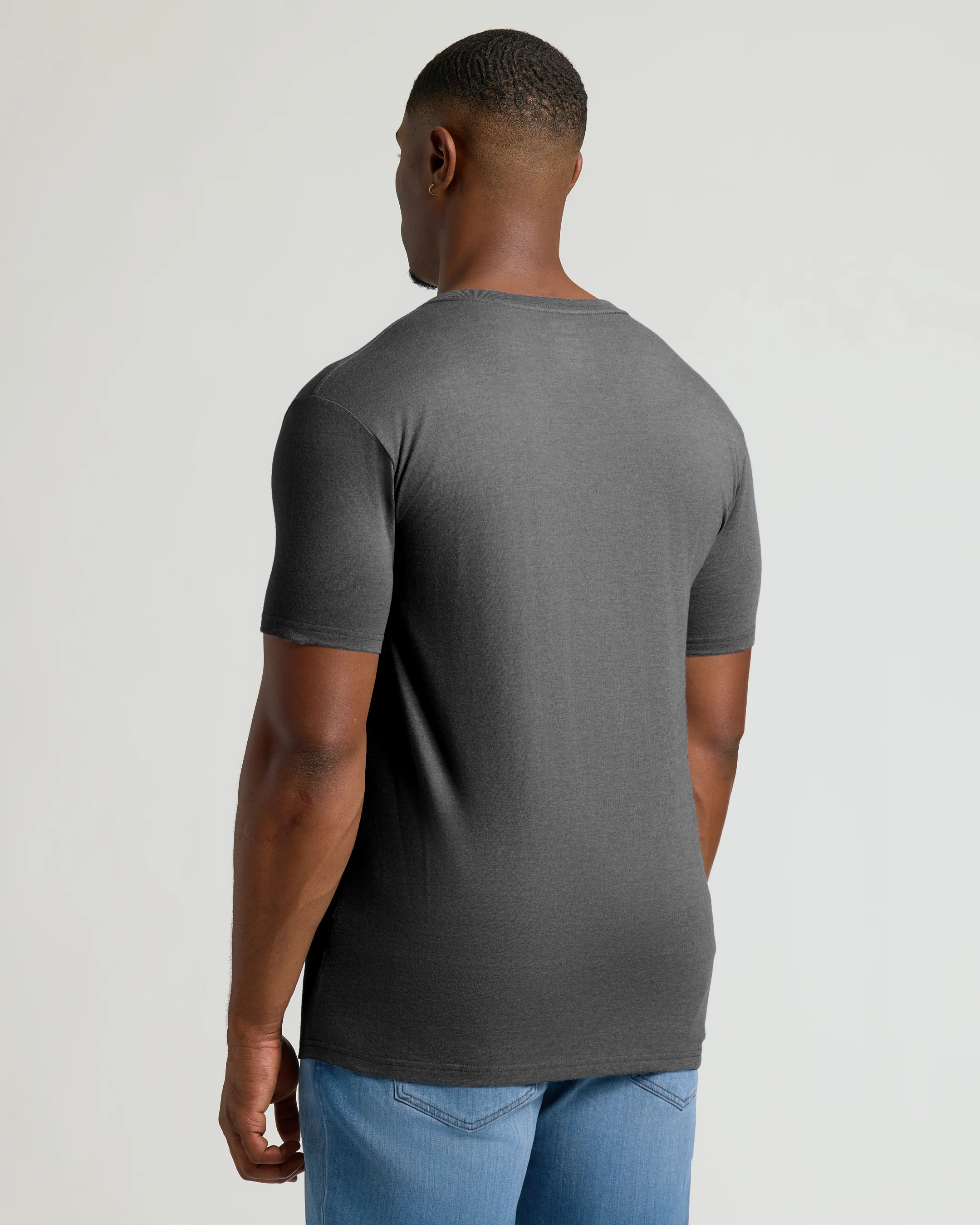 Charcoal Heather Gray Tall Short Sleeve Classic V-Neck - Image 3