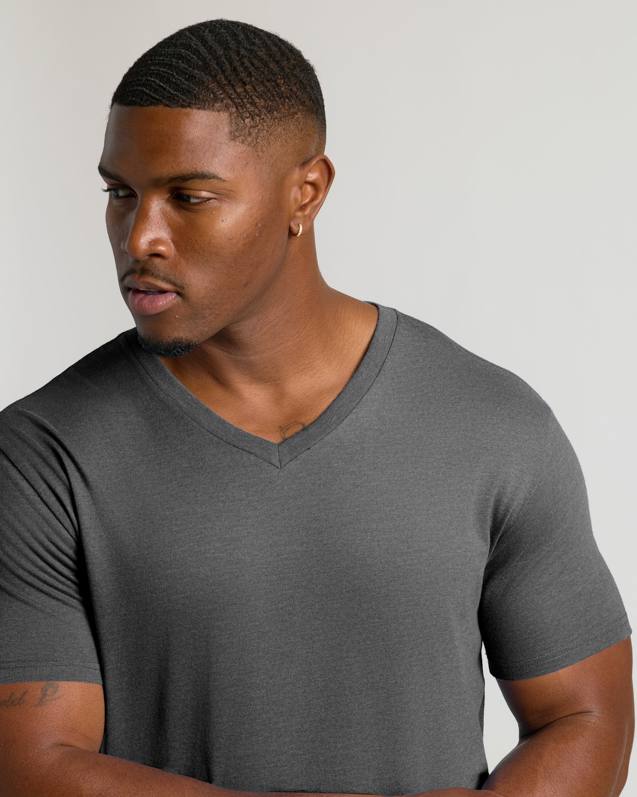 Charcoal Heather Gray Tall Short Sleeve Classic V-Neck - Image 4