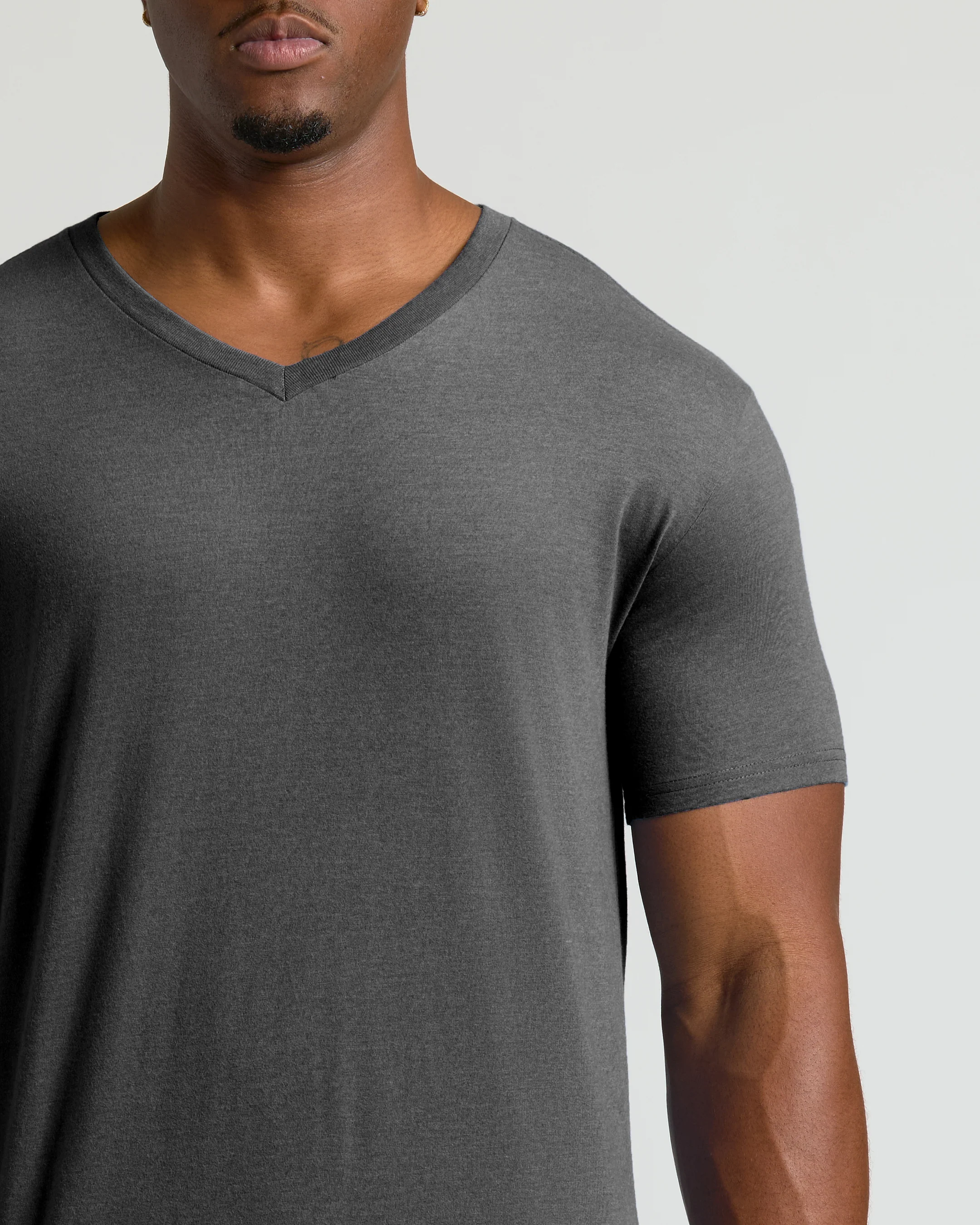 Charcoal Heather Gray Tall Short Sleeve Classic V-Neck - Image 5