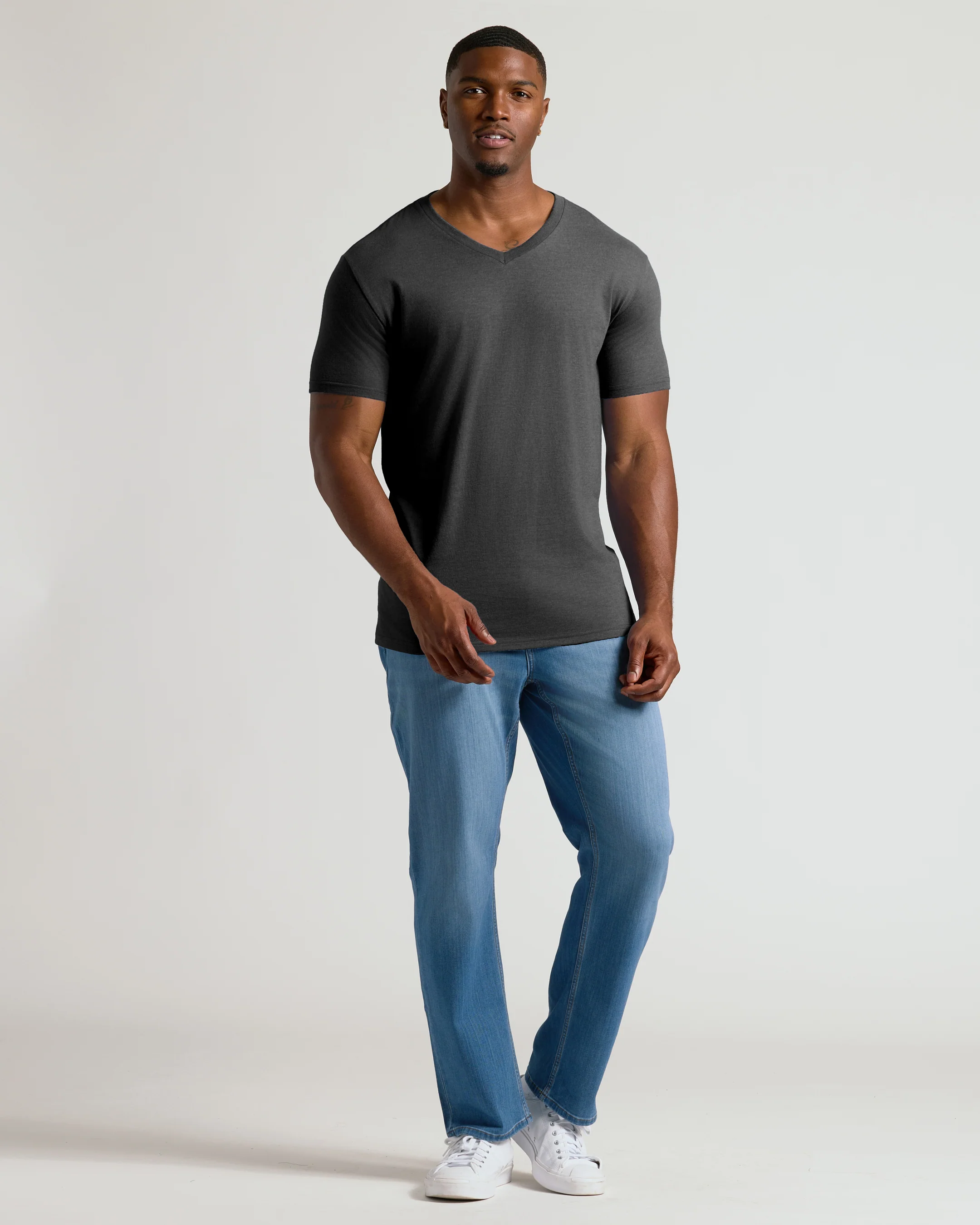 Charcoal Heather Gray Tall Short Sleeve Classic V-Neck - Image 6