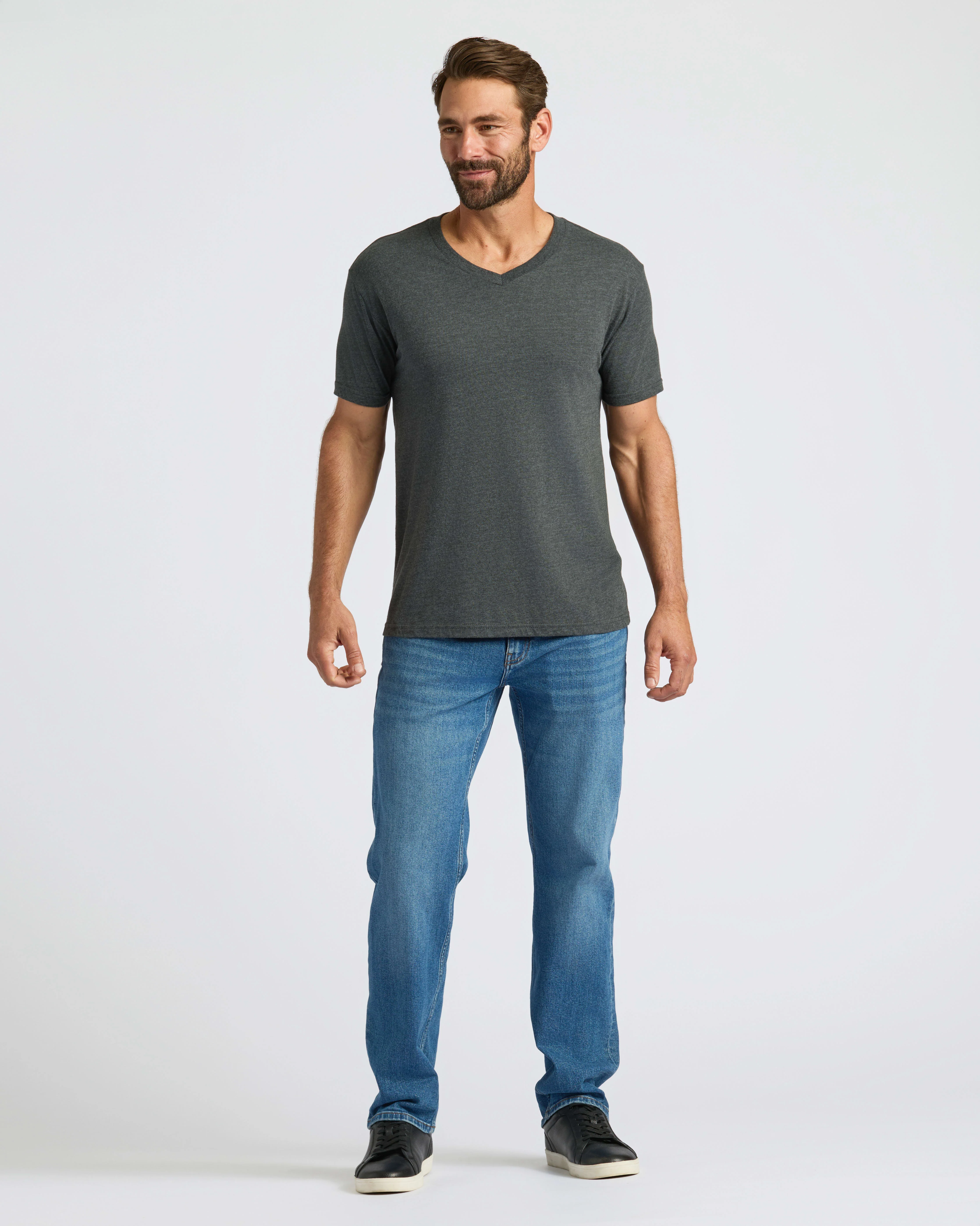 Charcoal Heather Gray Classic V-Neck - Image 3