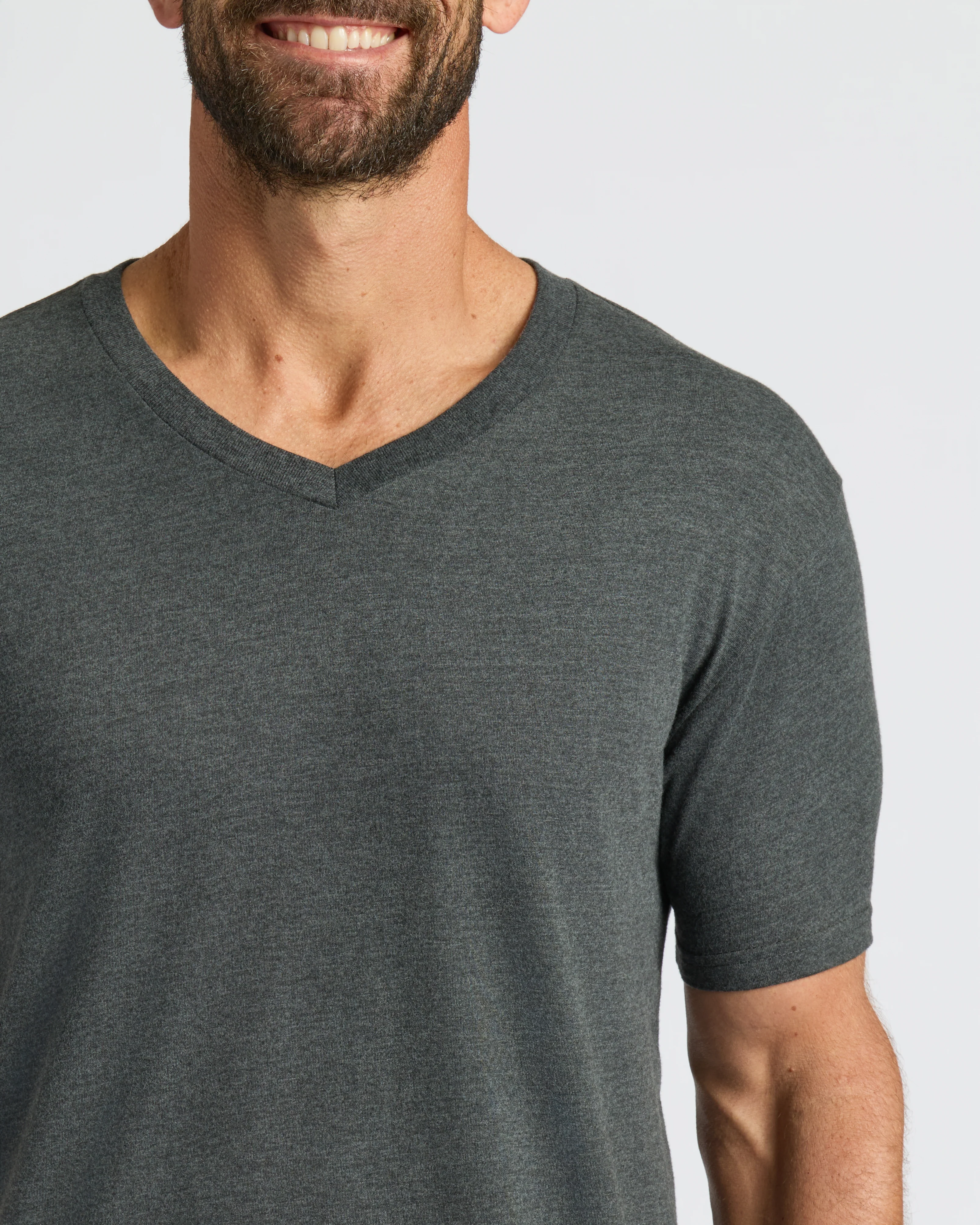 Charcoal Heather Gray Classic V-Neck - Image 4