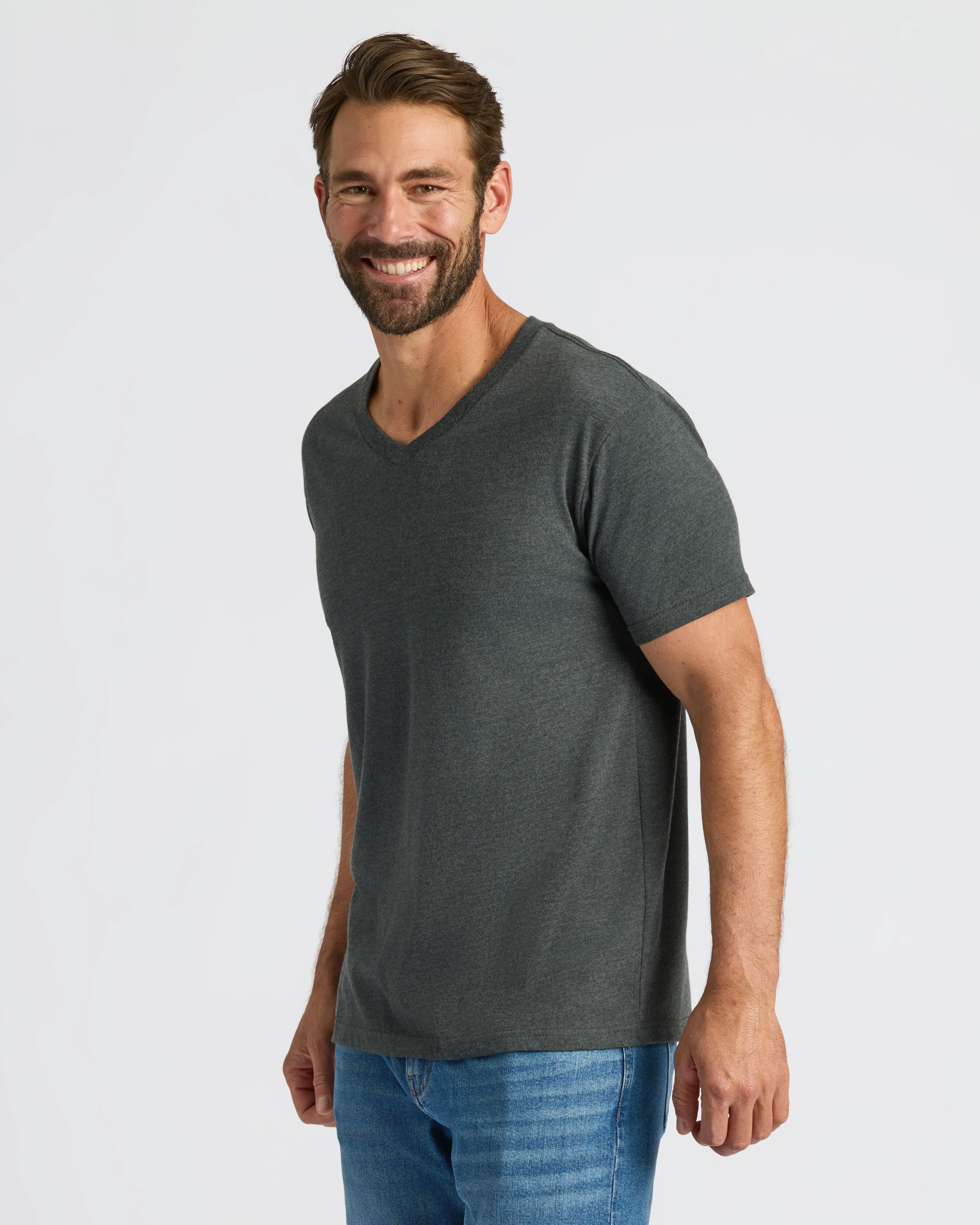 Charcoal Heather Gray Classic V-Neck - Image 6