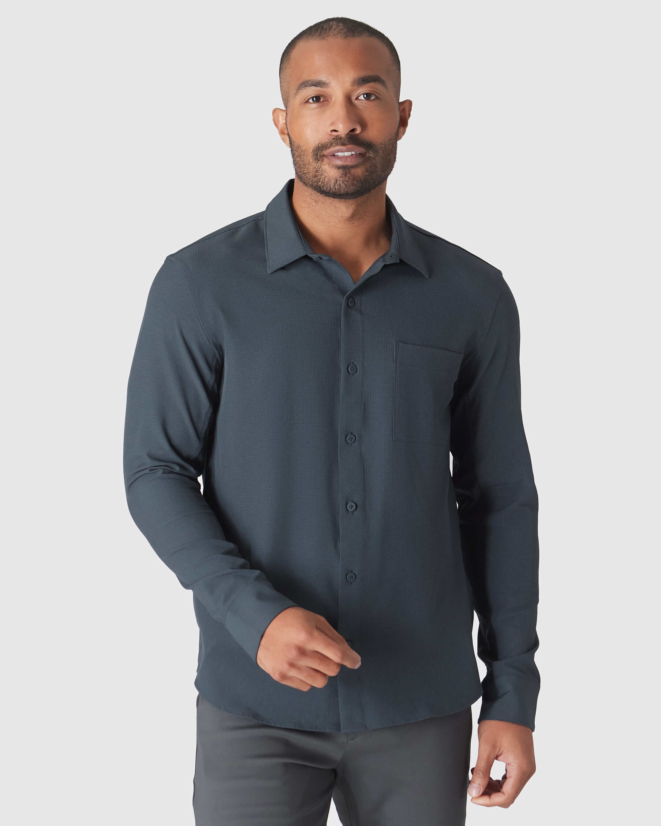 Charcoal & Heather Navy Ripstop Long Sleeve Commuter Shirt 2-Pack - Image 3