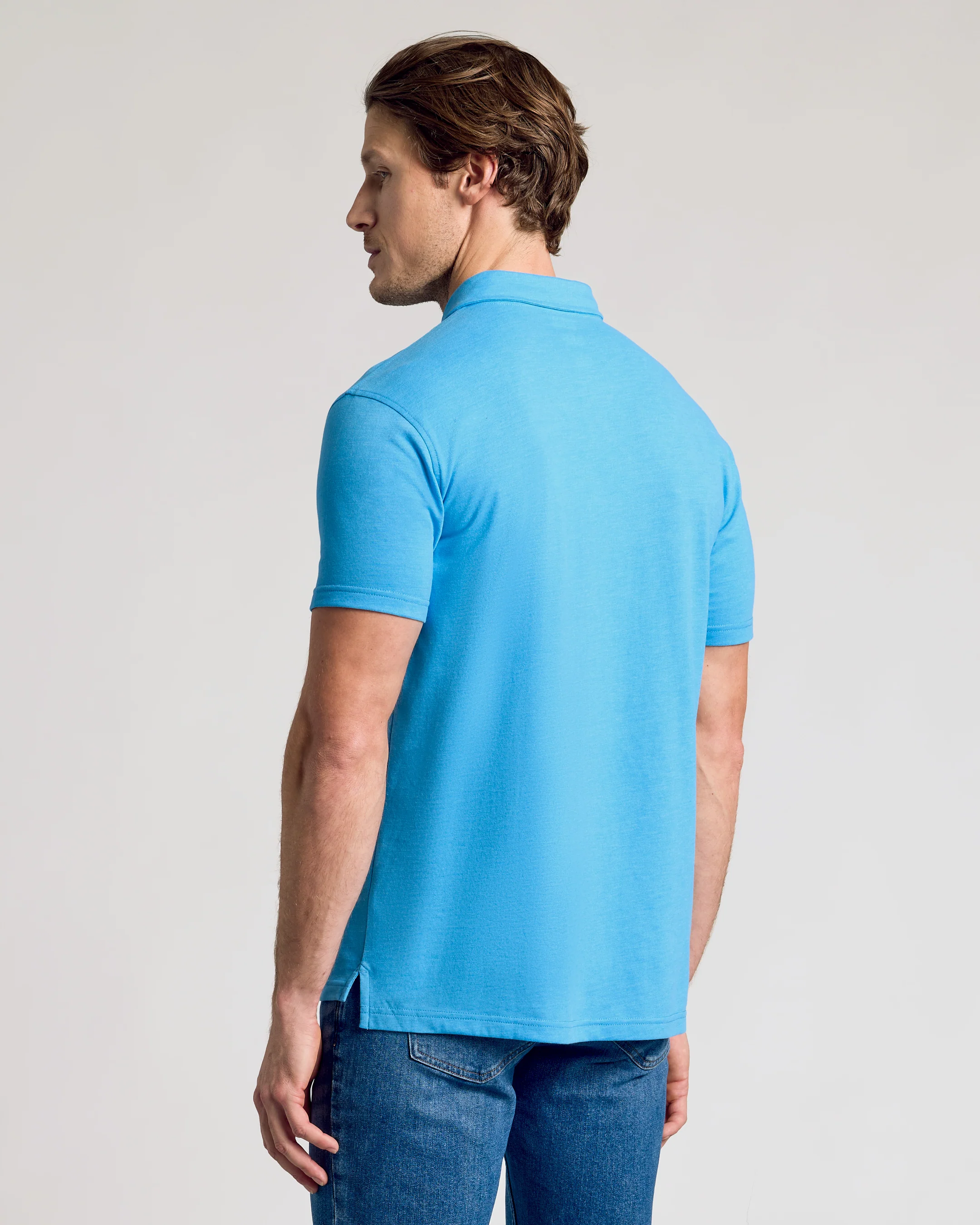 Dark Heather Bahama Blue Short Sleeve Polo - Image 3