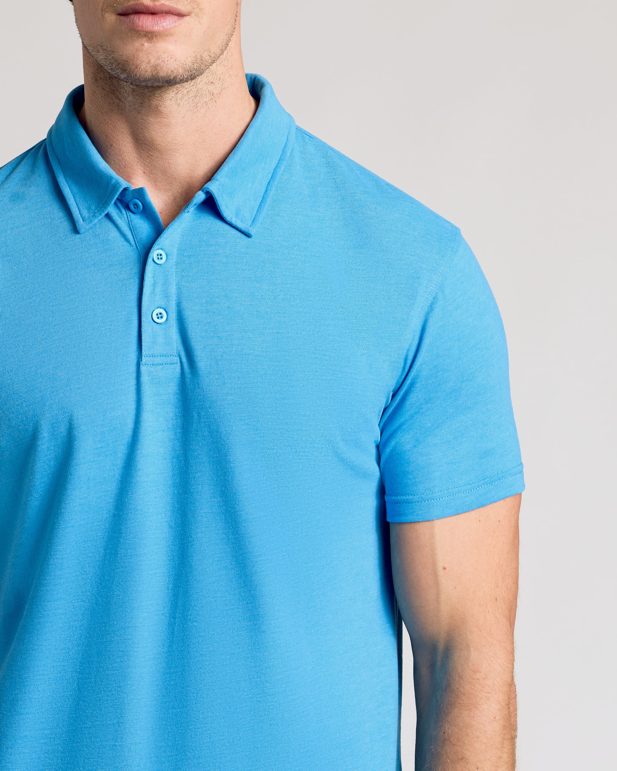 Dark Heather Bahama Blue Short Sleeve Polo - Image 4