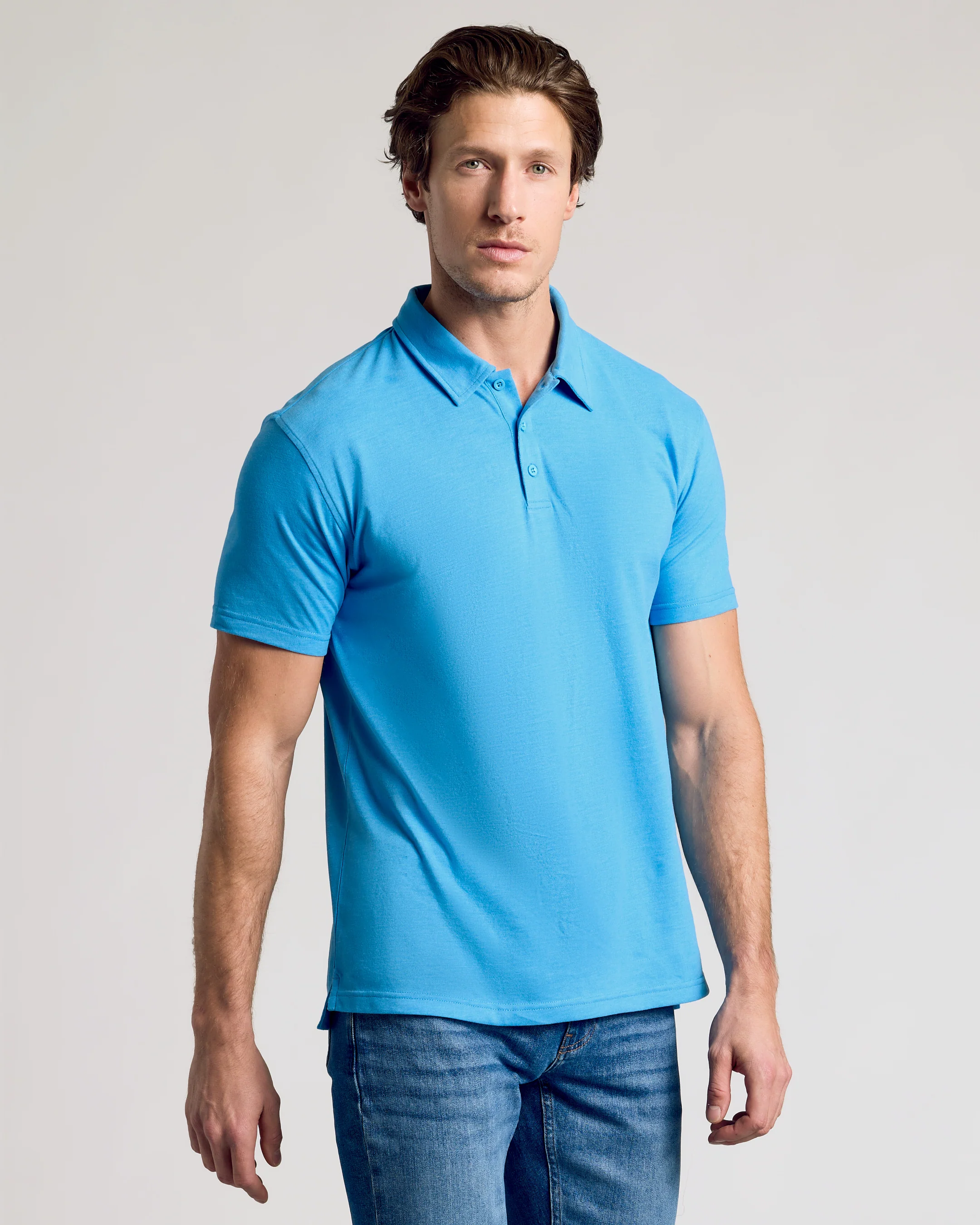 Dark Heather Bahama Blue Short Sleeve Polo - Image 6