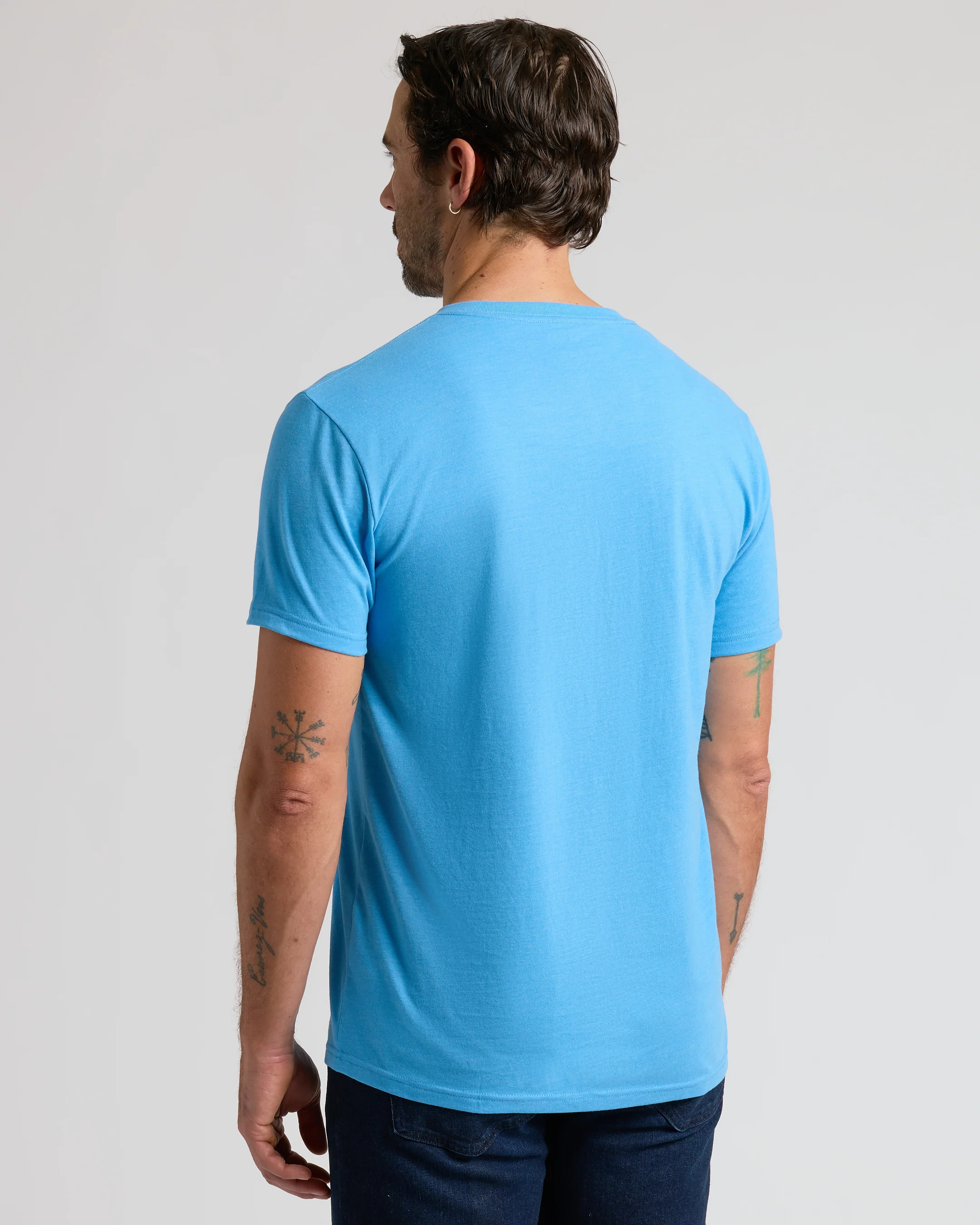 Dark Heather Bahama Blue Classic V-Neck - Image 4