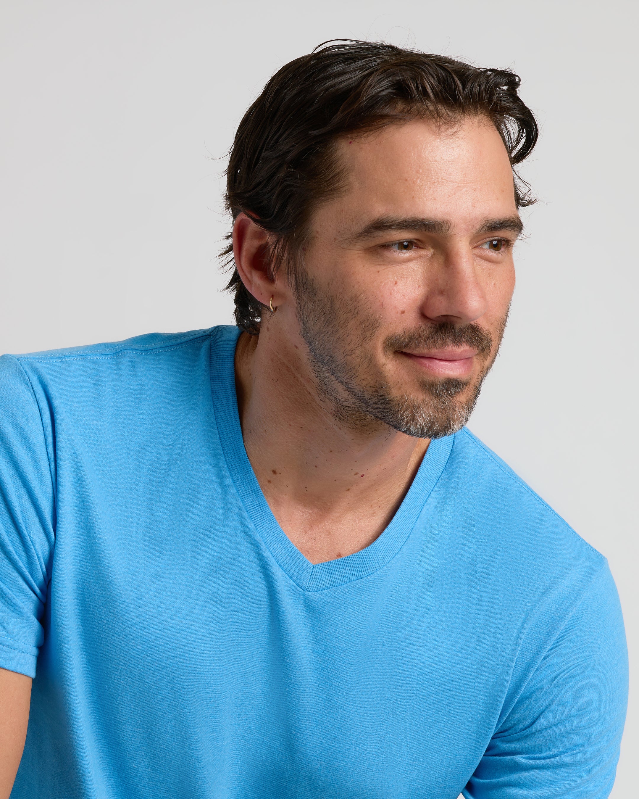Dark Heather Bahama Blue Classic V-Neck - Image 5