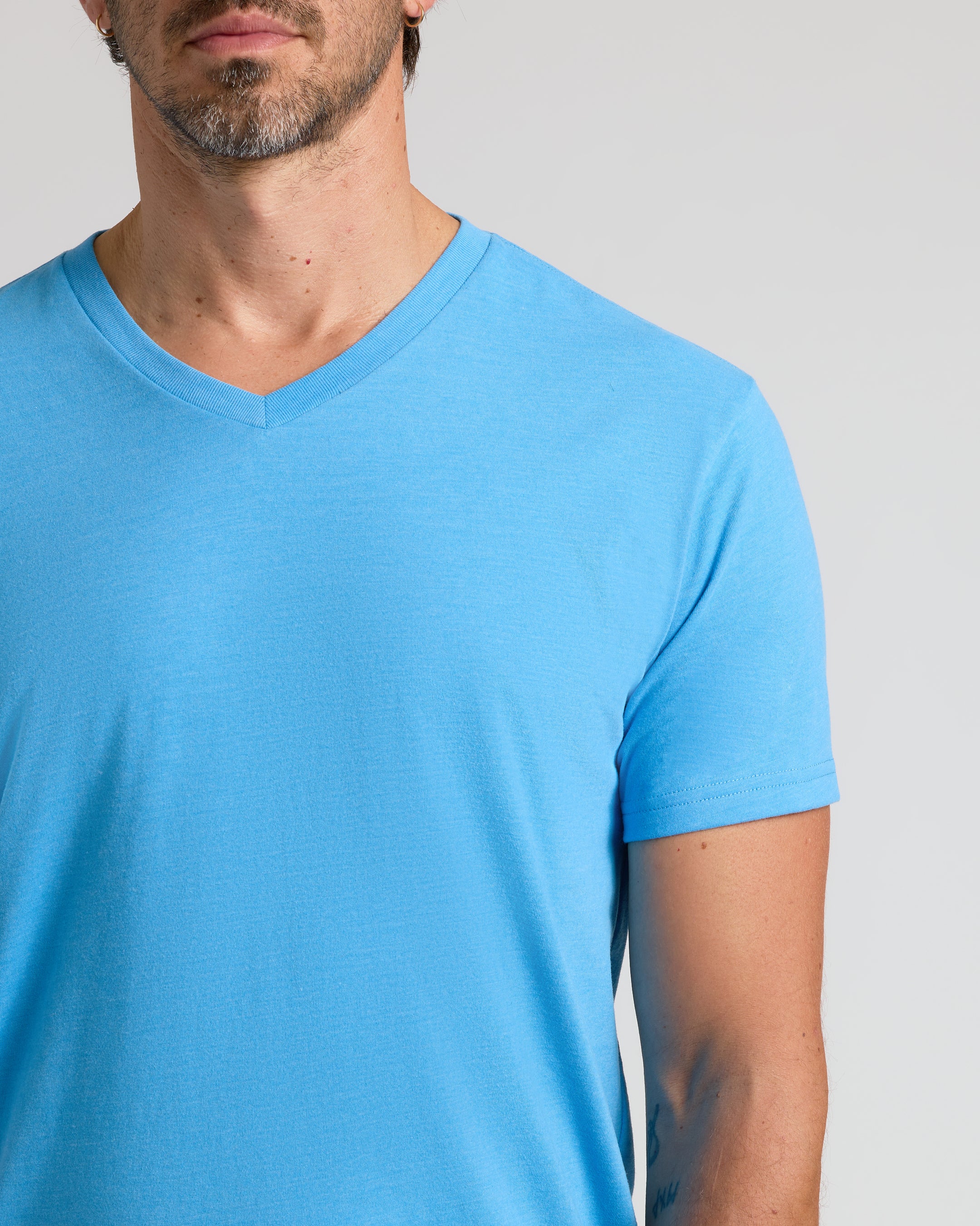 Dark Heather Bahama Blue Classic V-Neck - Image 6
