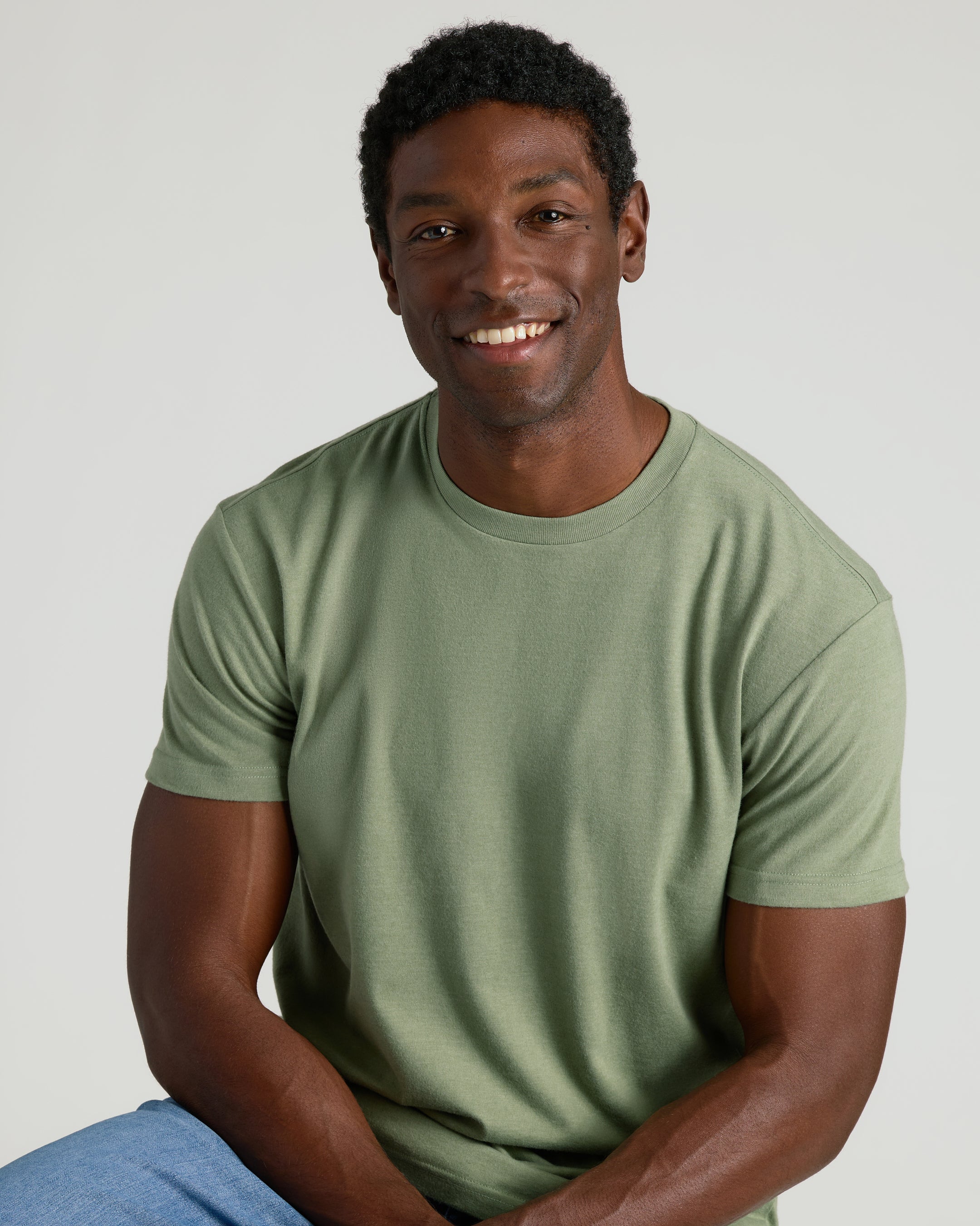 Dark Heather Bay Green Classic Crew Neck - Image 6