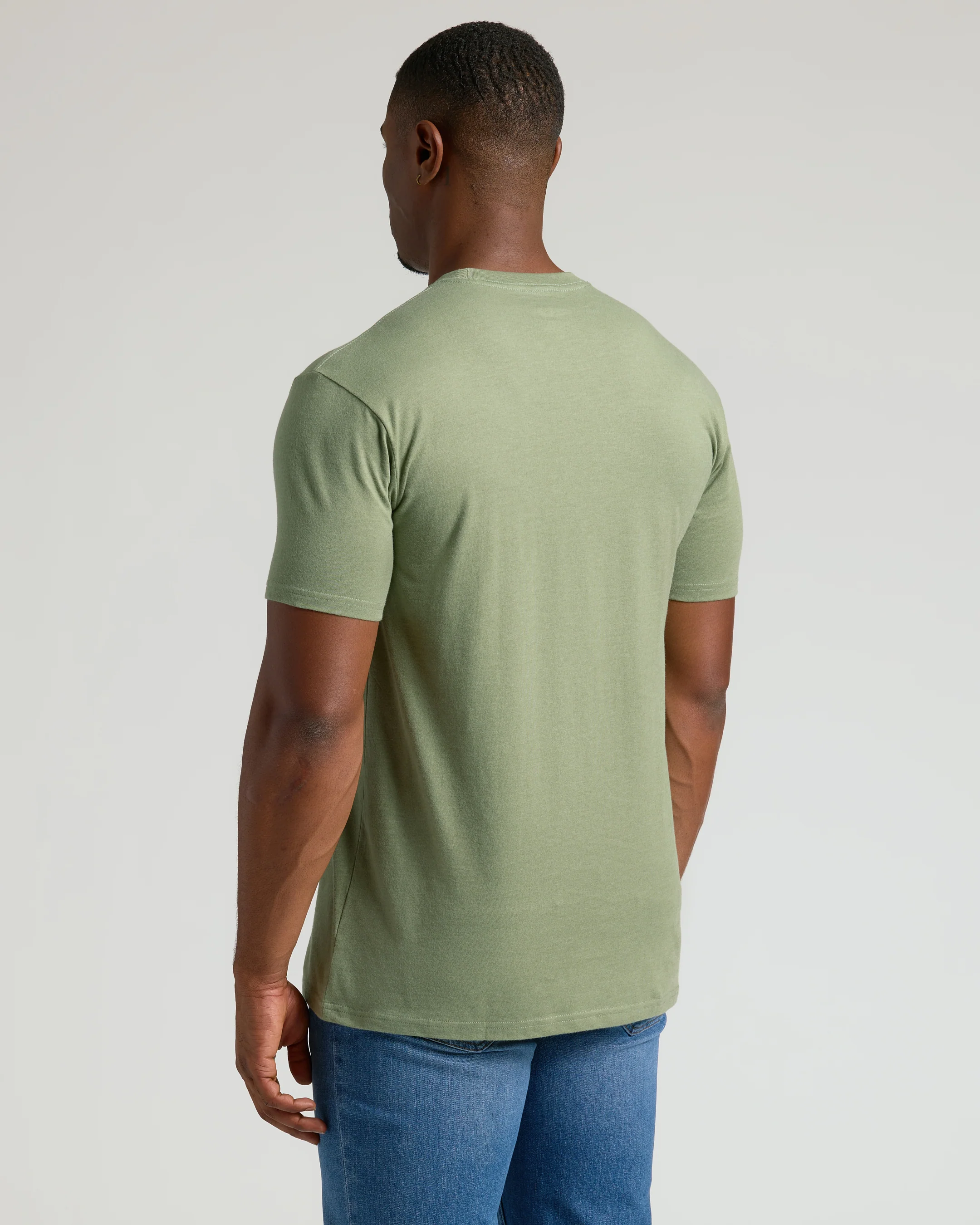 Dark Heather Bay Green Tall Straight Hem Crew Neck T Shirt - Image 3