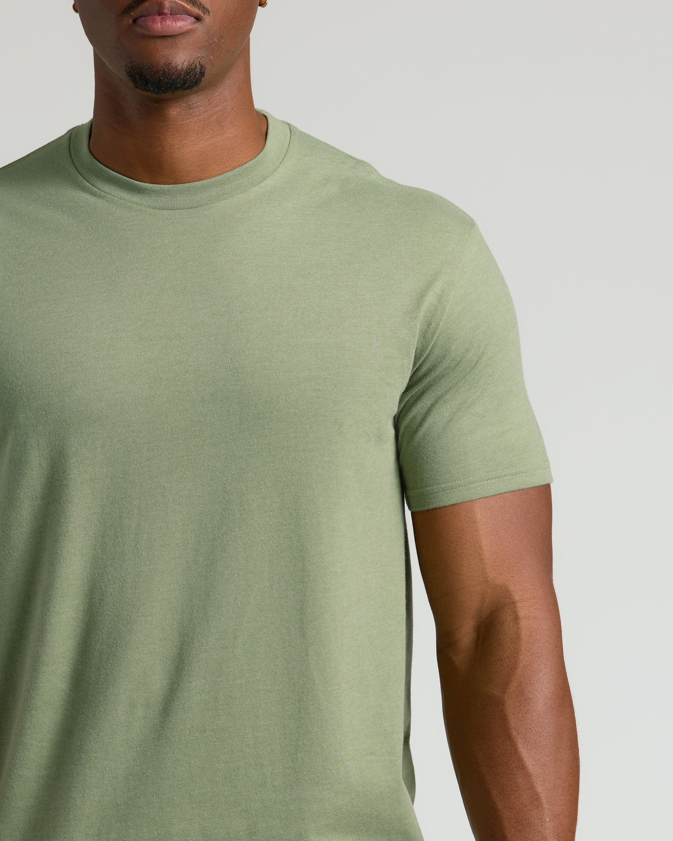 Dark Heather Bay Green Tall Straight Hem Crew Neck T Shirt - Image 5
