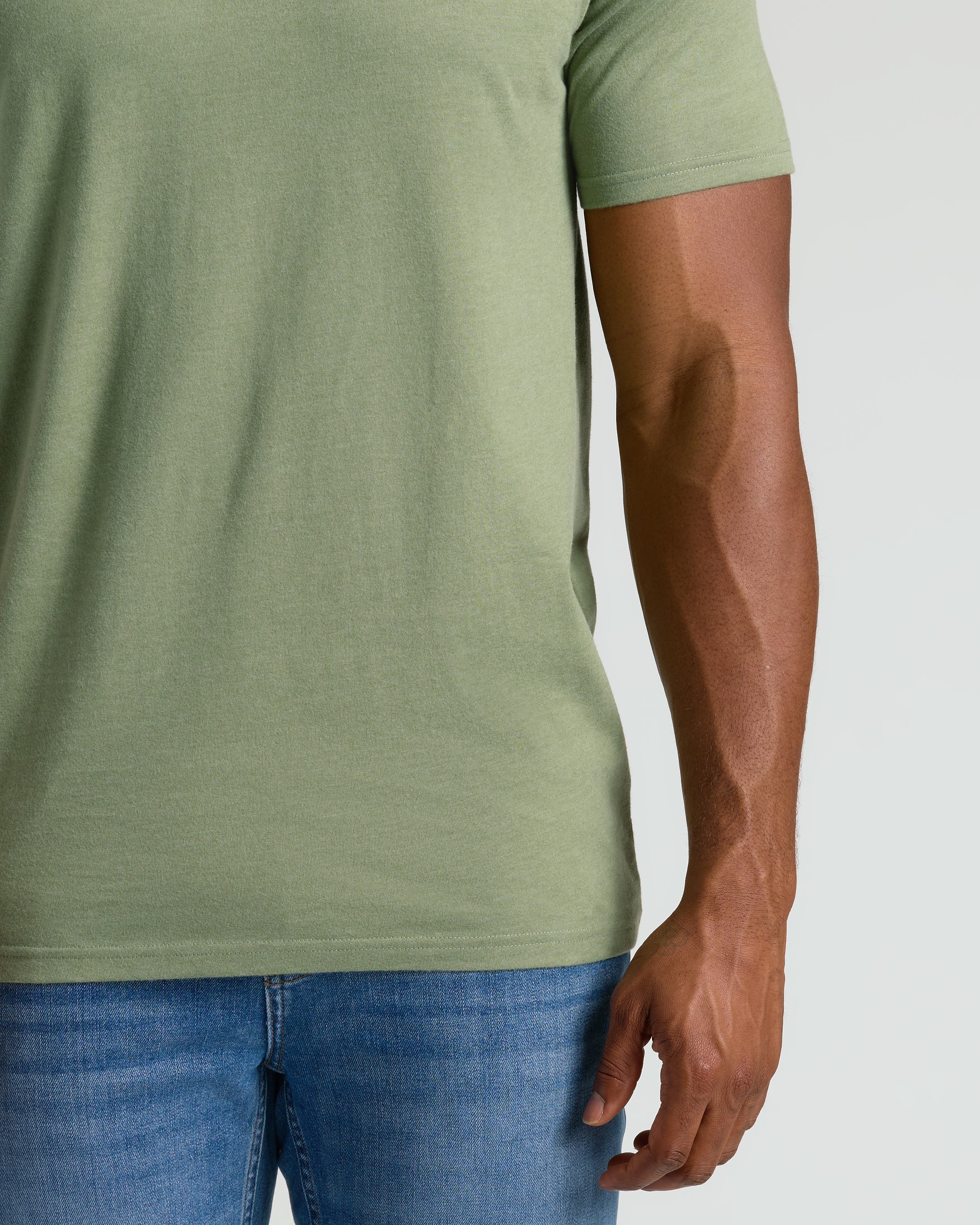 Dark Heather Bay Green Tall Straight Hem Crew Neck T Shirt - Image 6