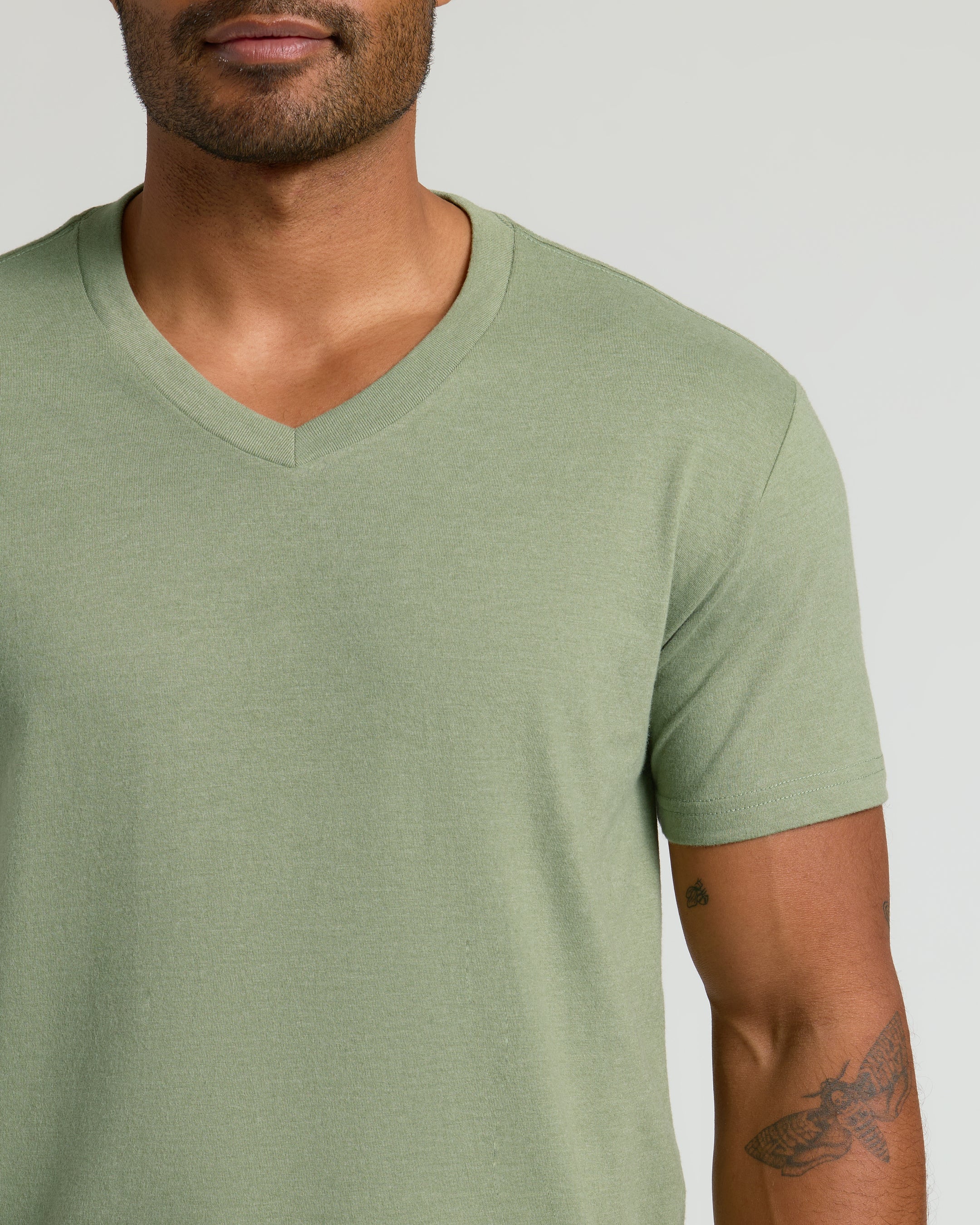 Dark Heather Bay Green Classic V-Neck - Image 4