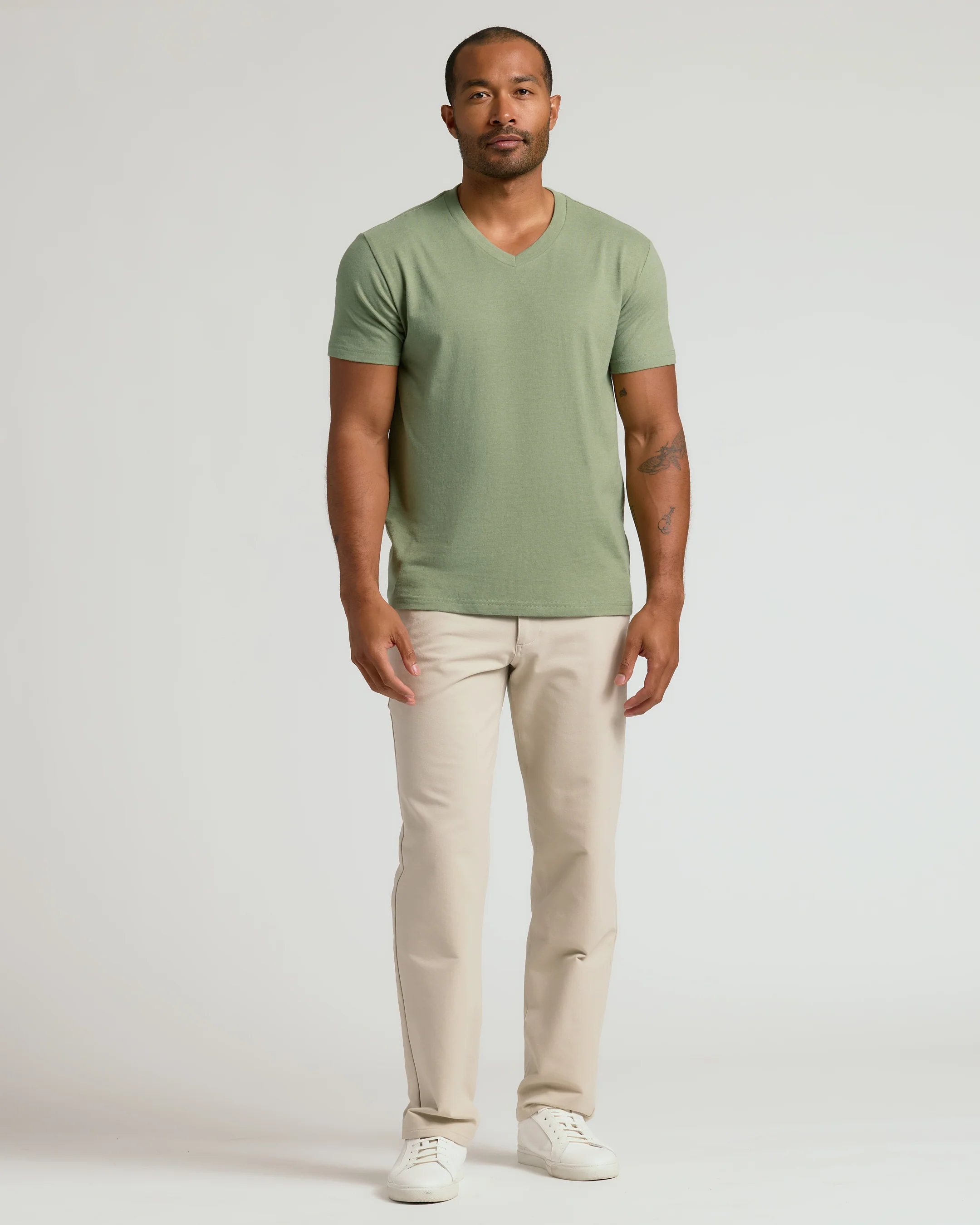 Dark Heather Bay Green Classic V-Neck - Image 6