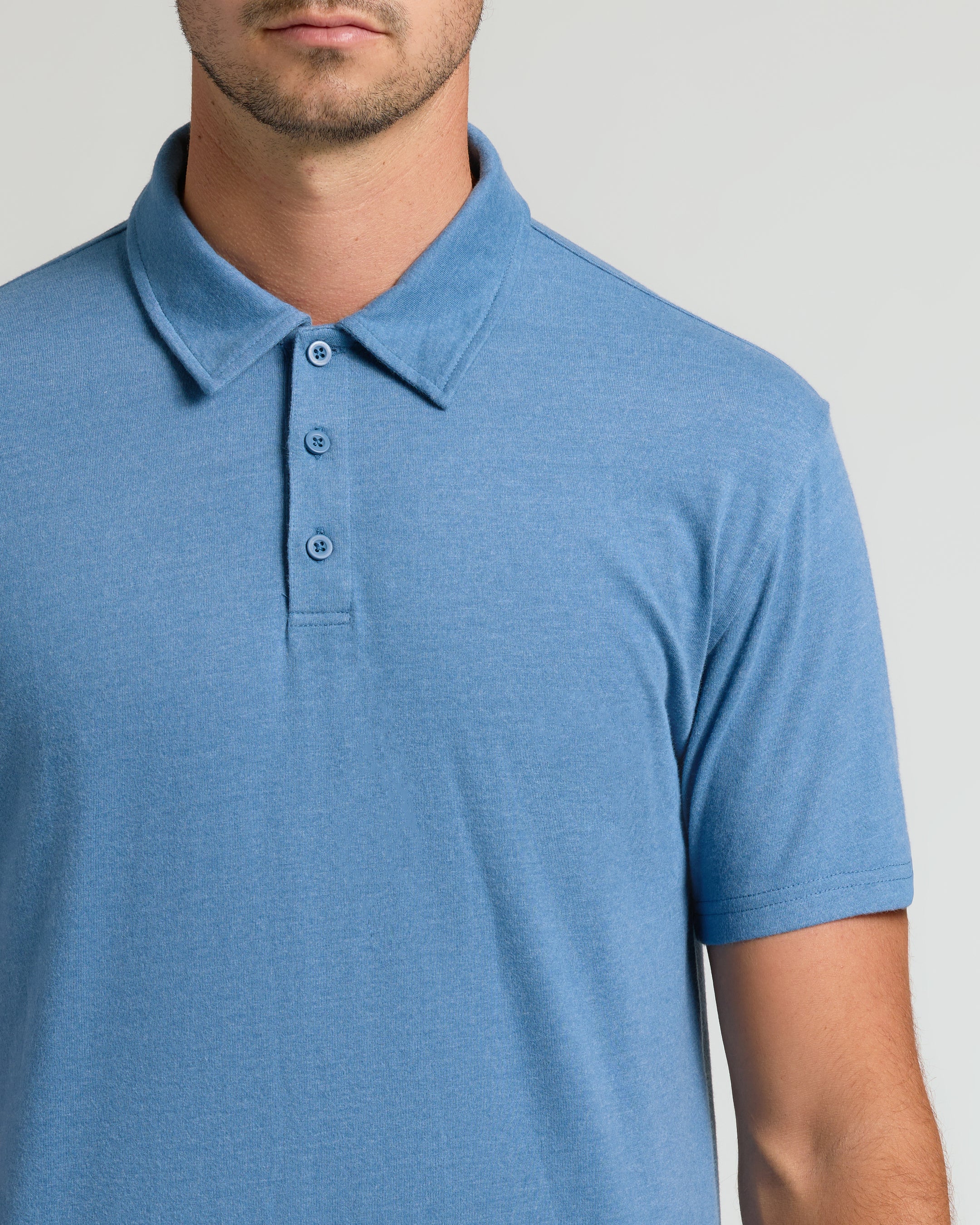 Dark Heather Blue Lake Short Sleeve Tall Polo - Image 5