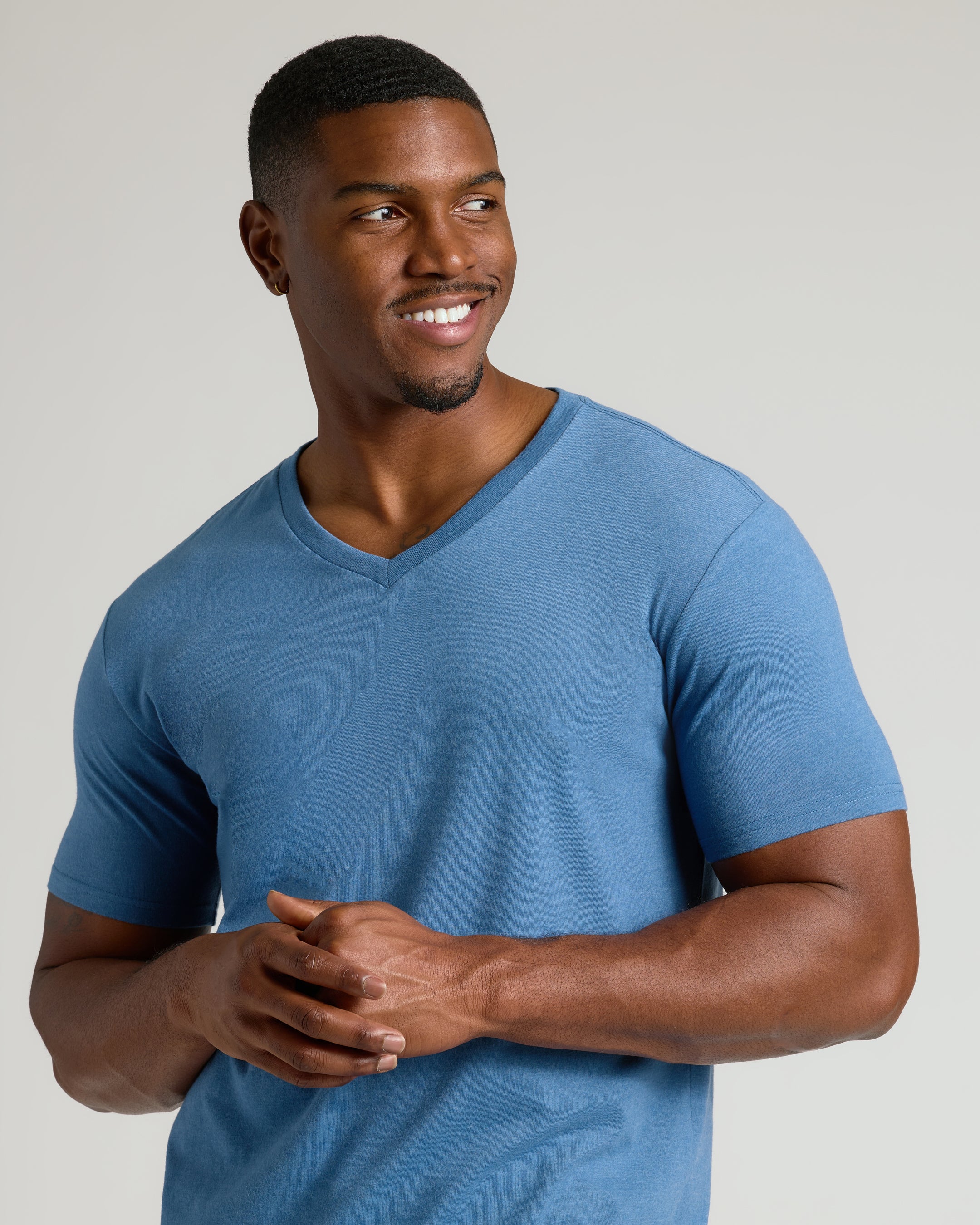 Dark Heather Blue Lake Tall Classic V-Neck - Image 4