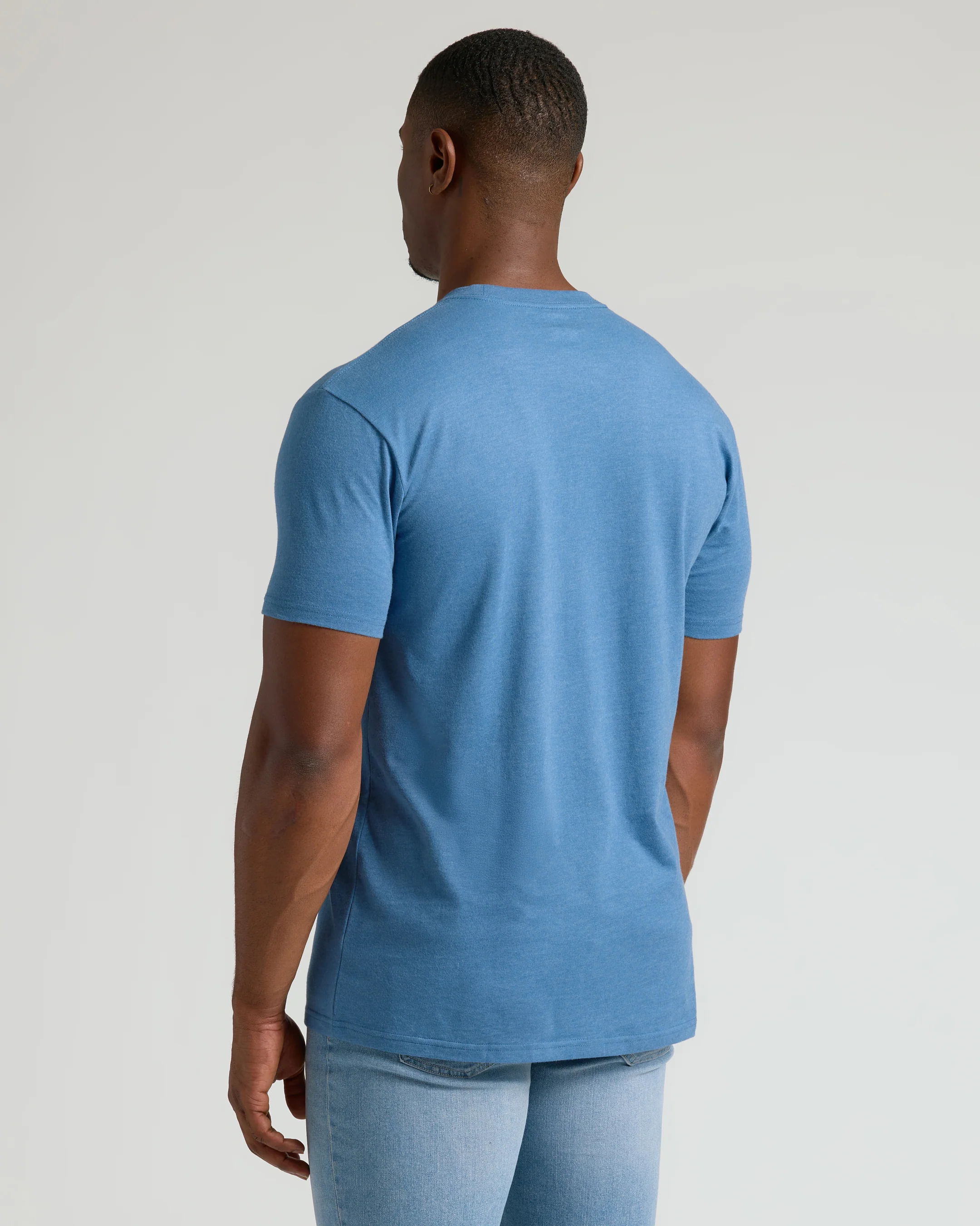 Dark Heather Blue Lake Tall Straight Hem Crew Neck T-Shirt - Image 3