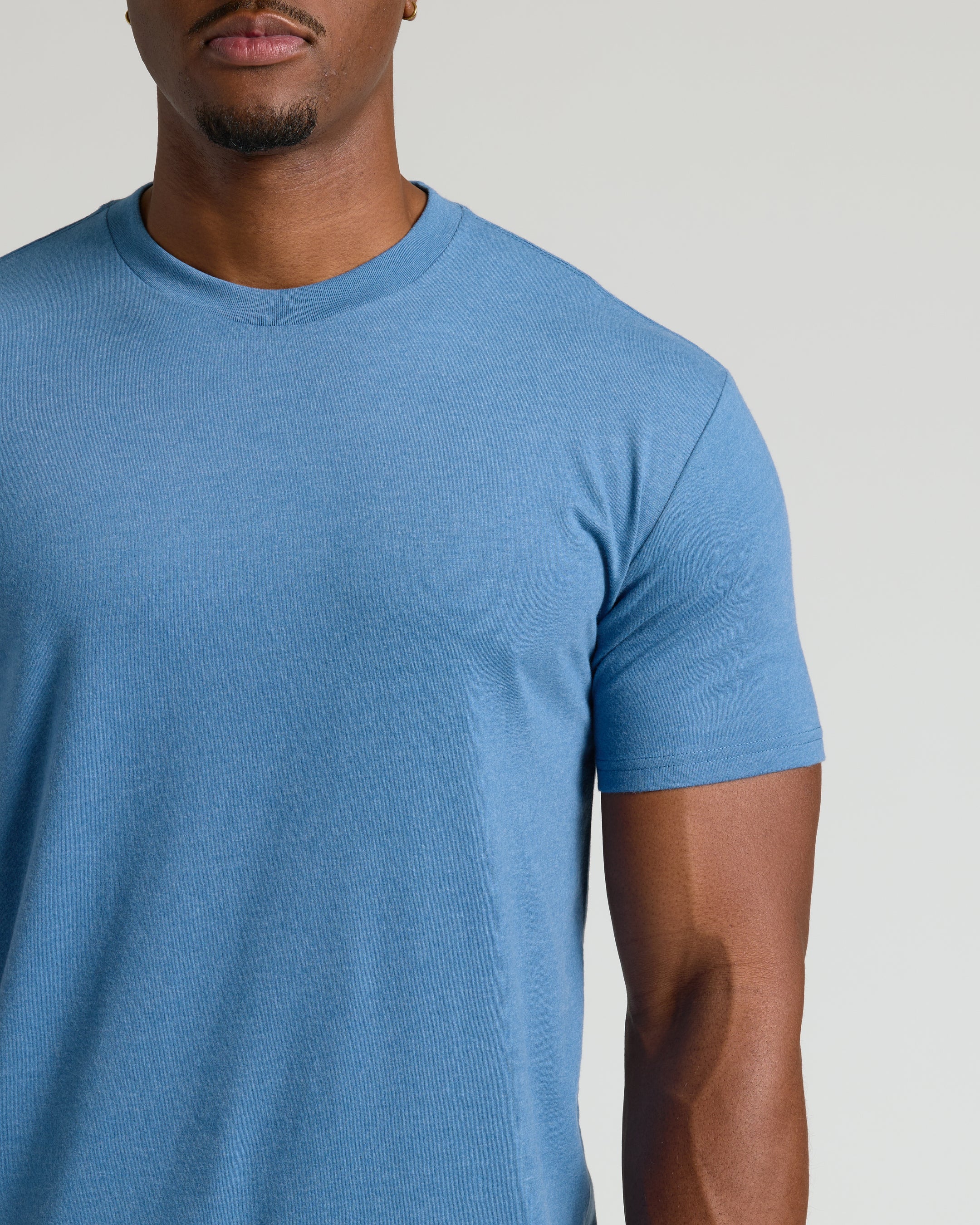 Dark Heather Blue Lake Tall Straight Hem Crew Neck T-Shirt - Image 5