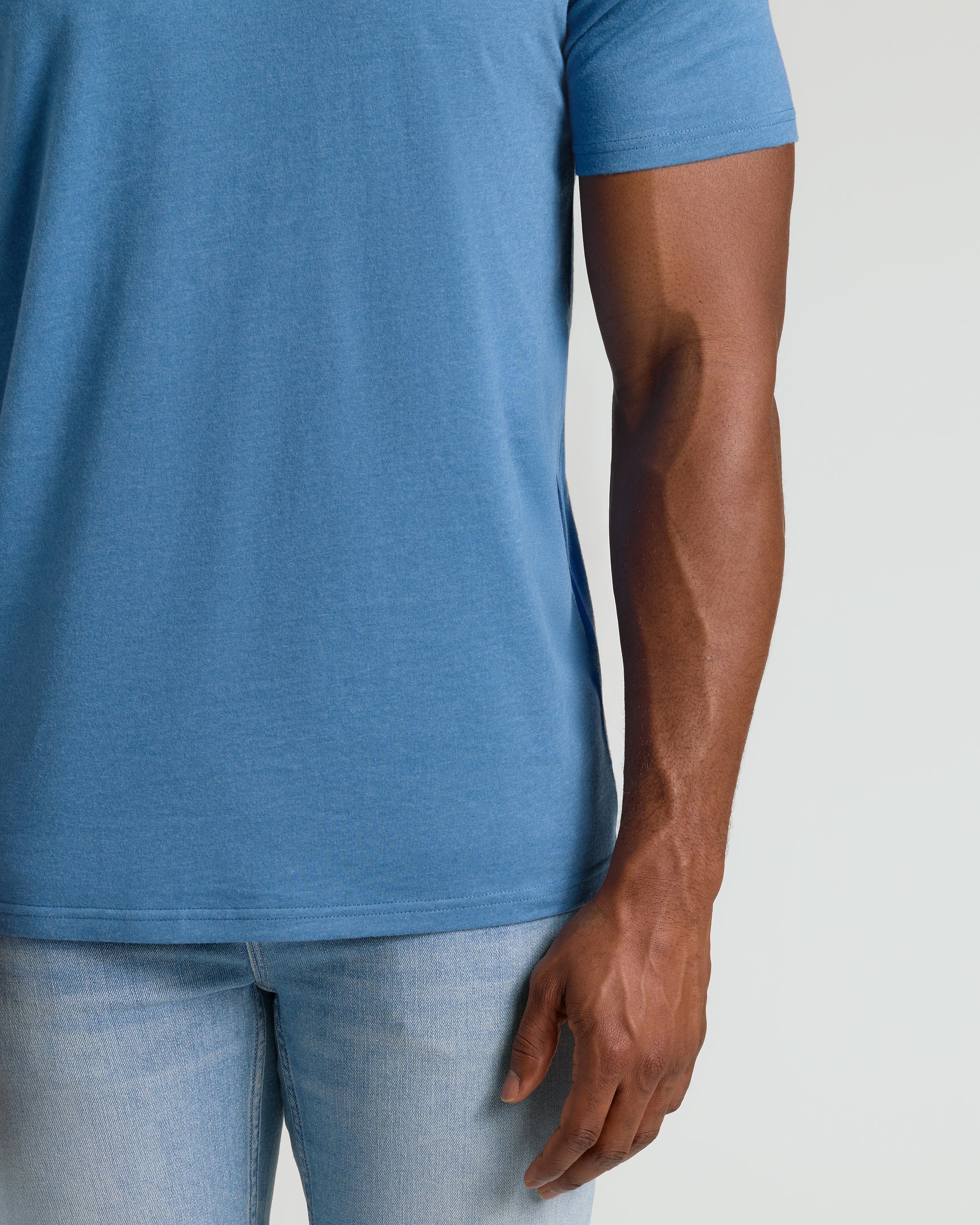 Dark Heather Blue Lake Tall Straight Hem Crew Neck T-Shirt - Image 6