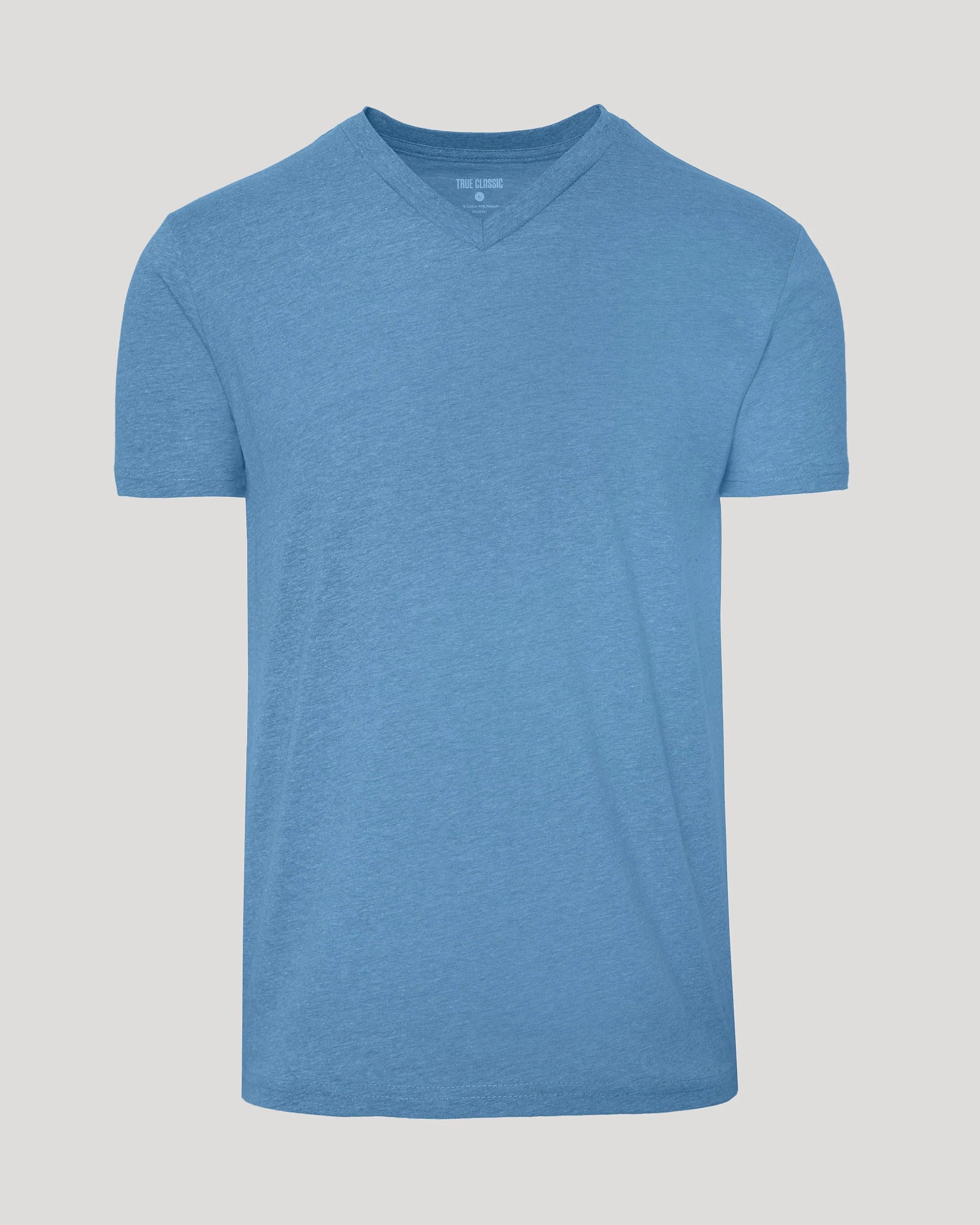 Dark Heather Blue Lake V Neck Tee - Image 2