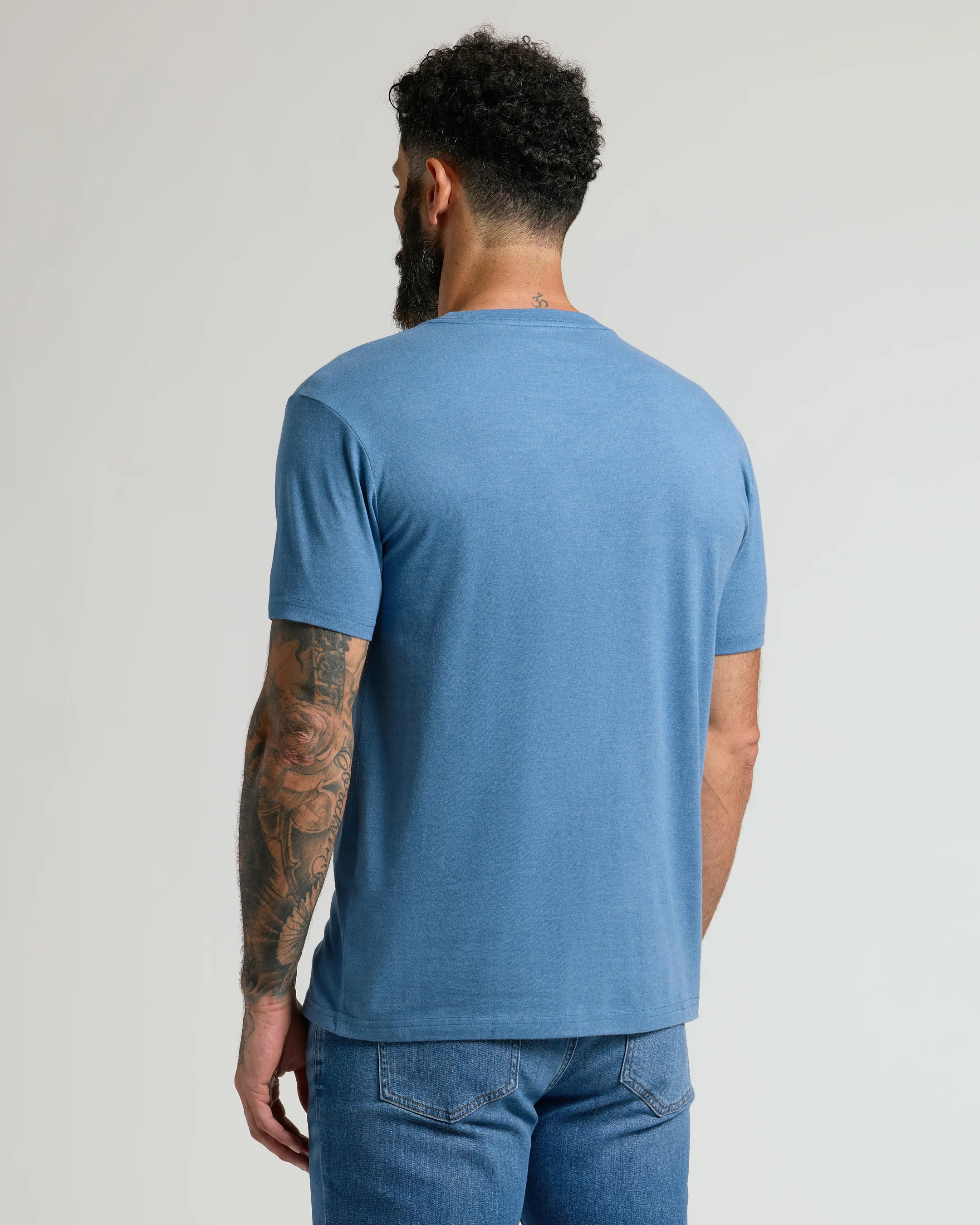 Dark Heather Blue Lake V Neck Tee - Image 4