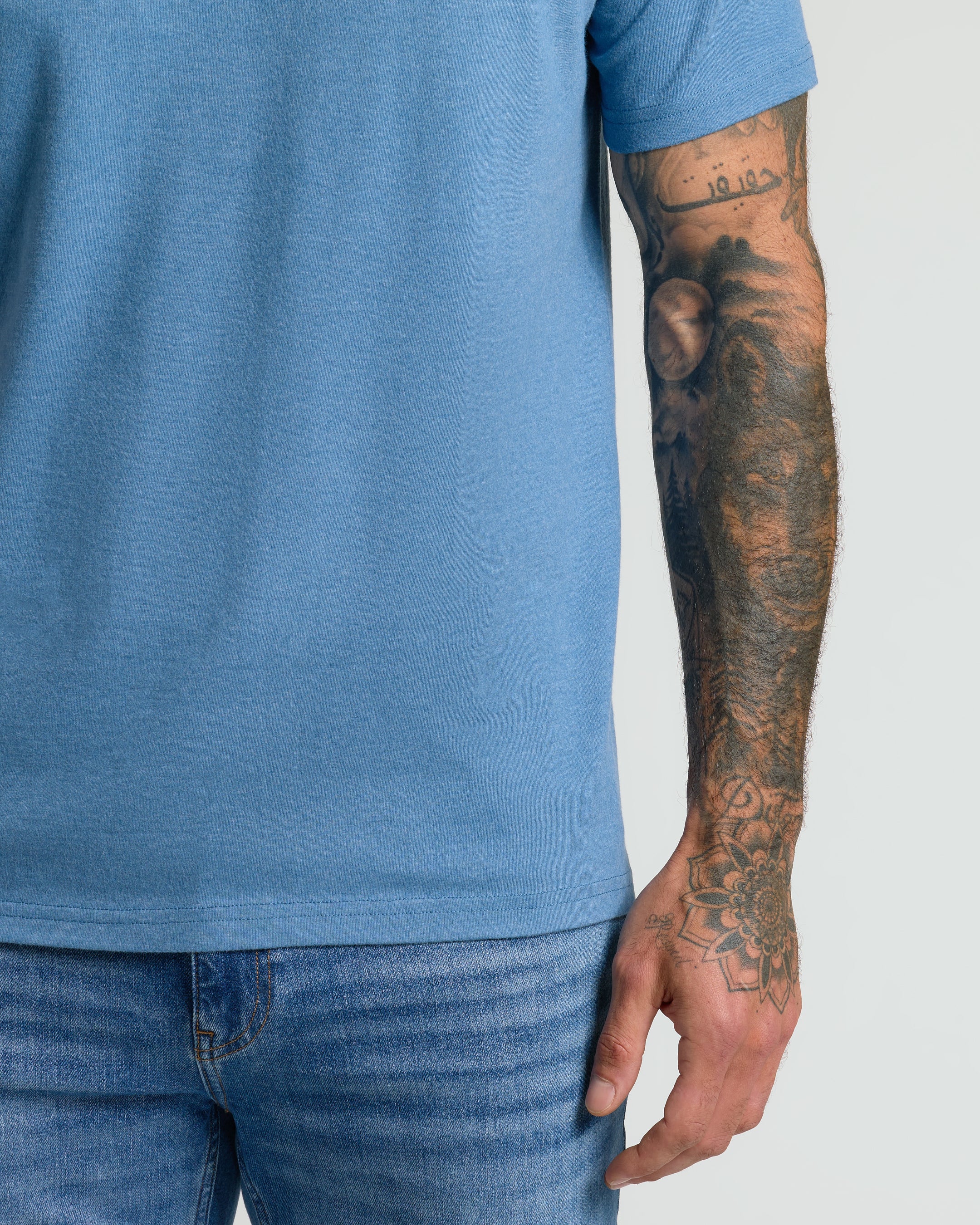 Dark Heather Blue Lake V Neck Tee - Image 6