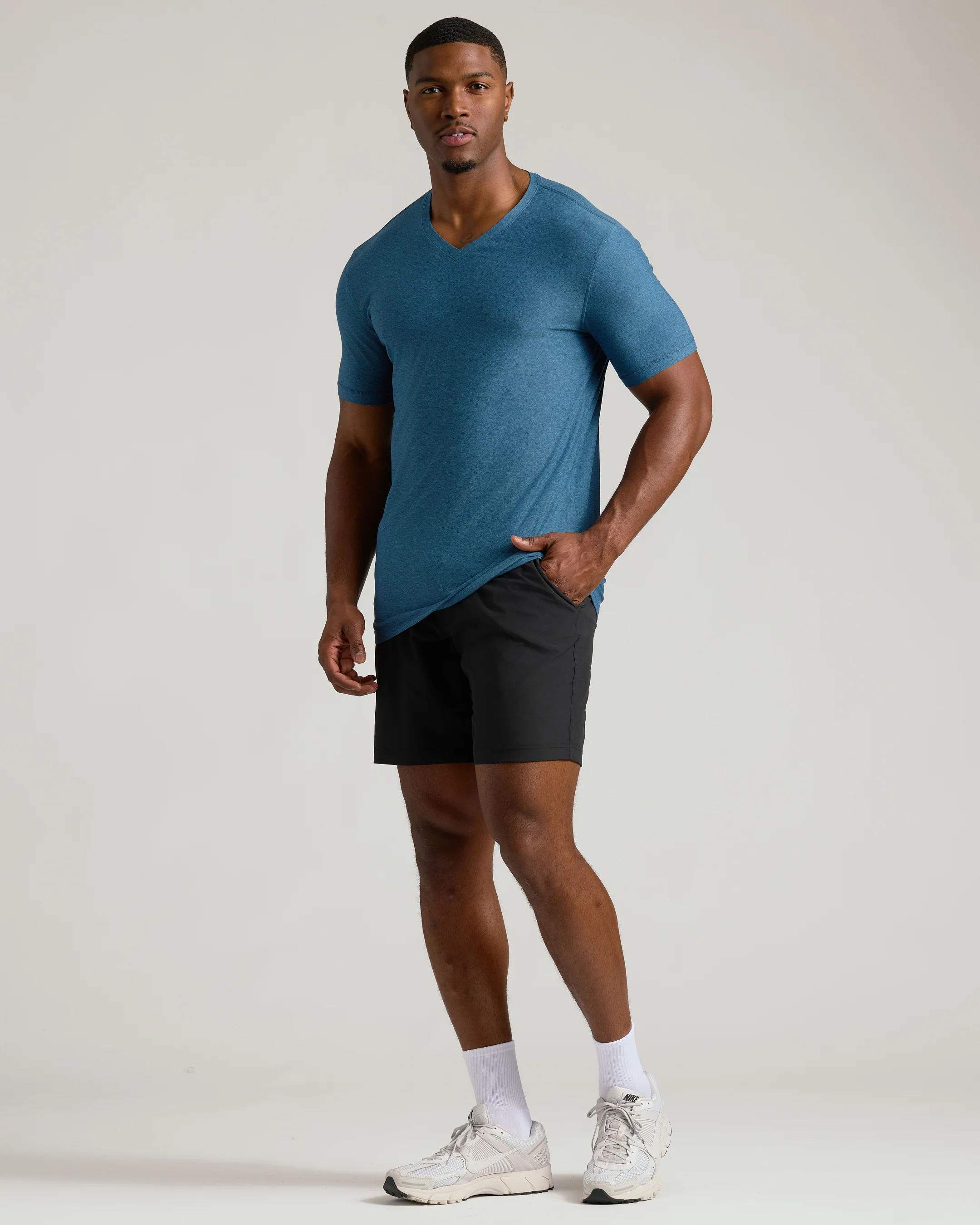 Dark Heather Bluebird Tall Active V-Neck - Image 6