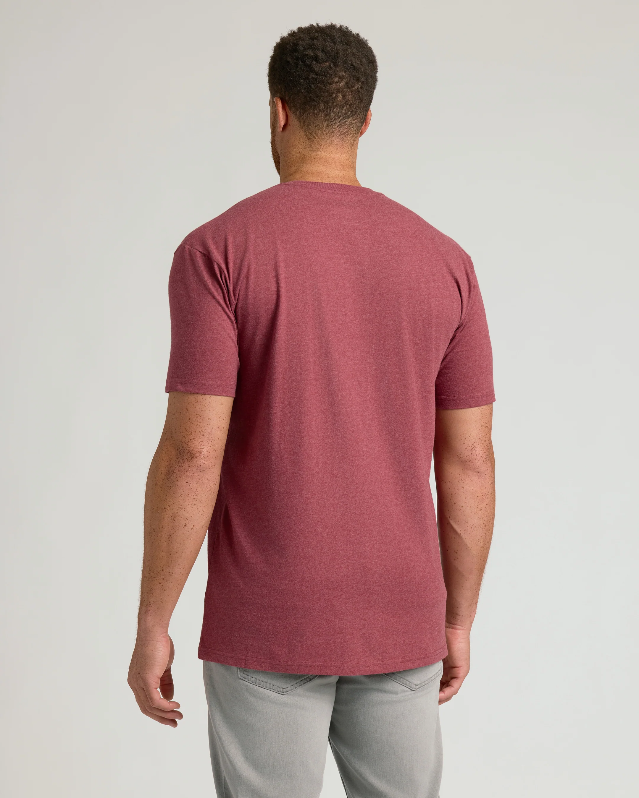 Dark Heather Claret Tall Straight Hem Crew Neck T-Shirt - Image 3