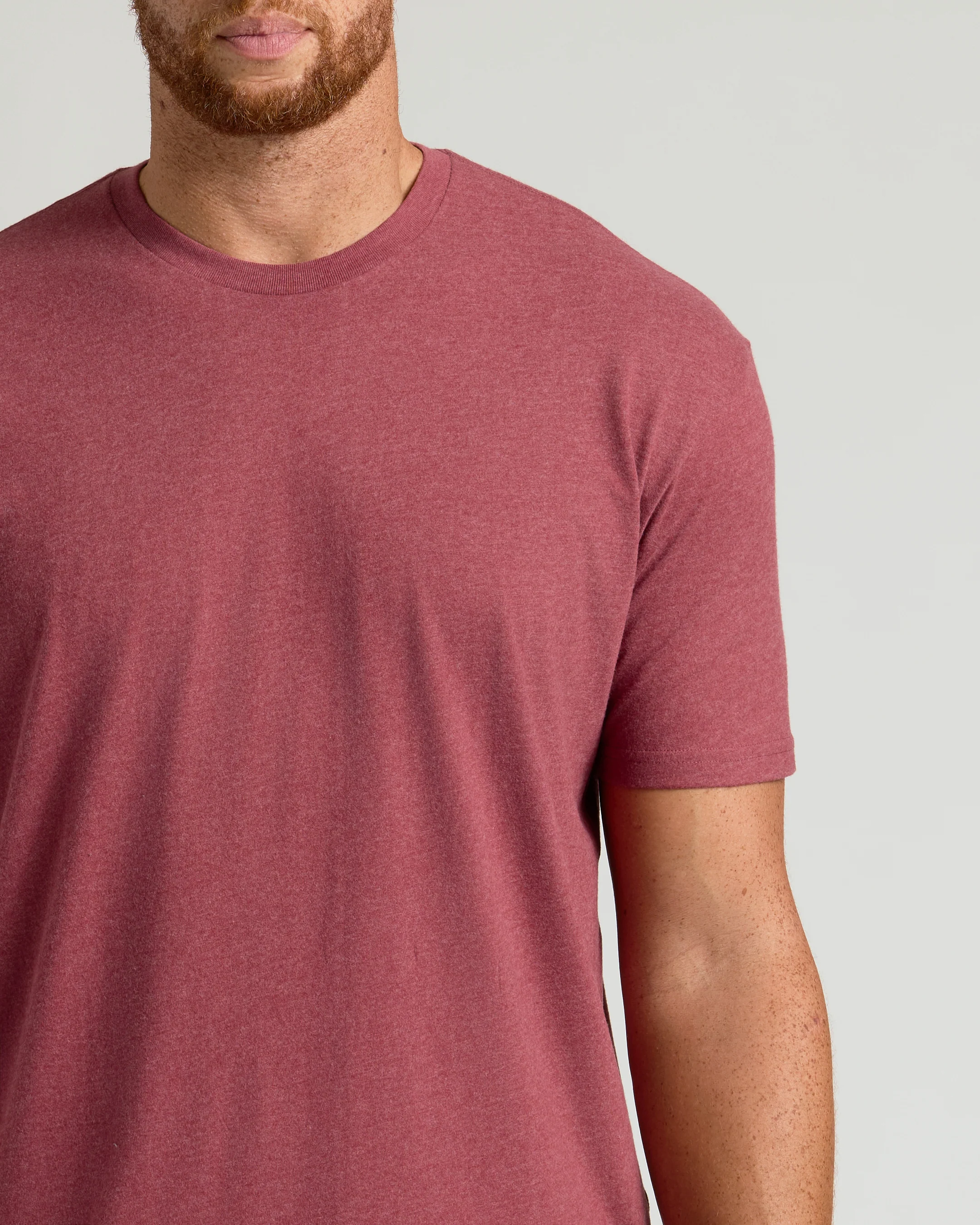 Dark Heather Claret Tall Straight Hem Crew Neck T-Shirt - Image 5
