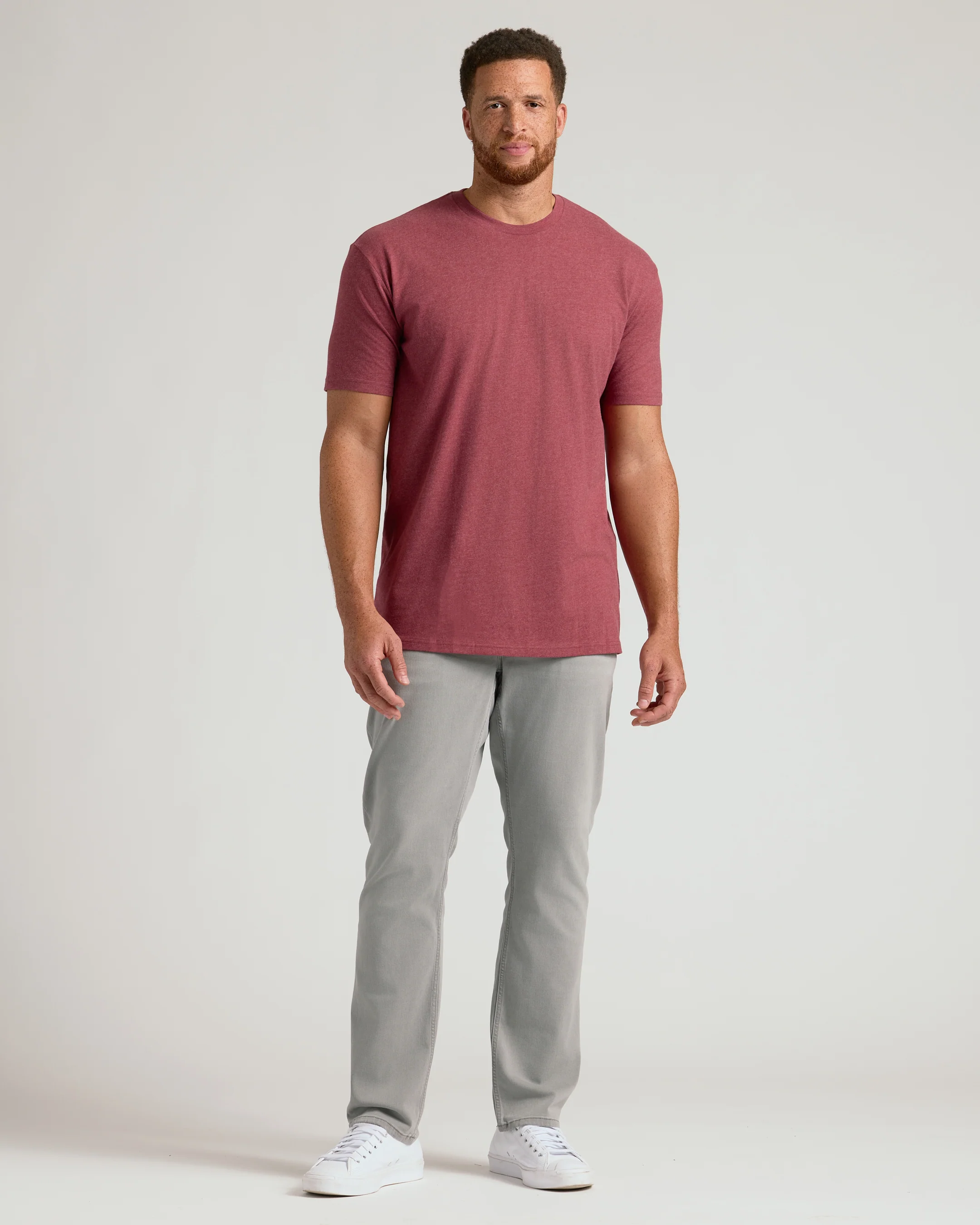 Dark Heather Claret Tall Straight Hem Crew Neck T-Shirt - Image 7
