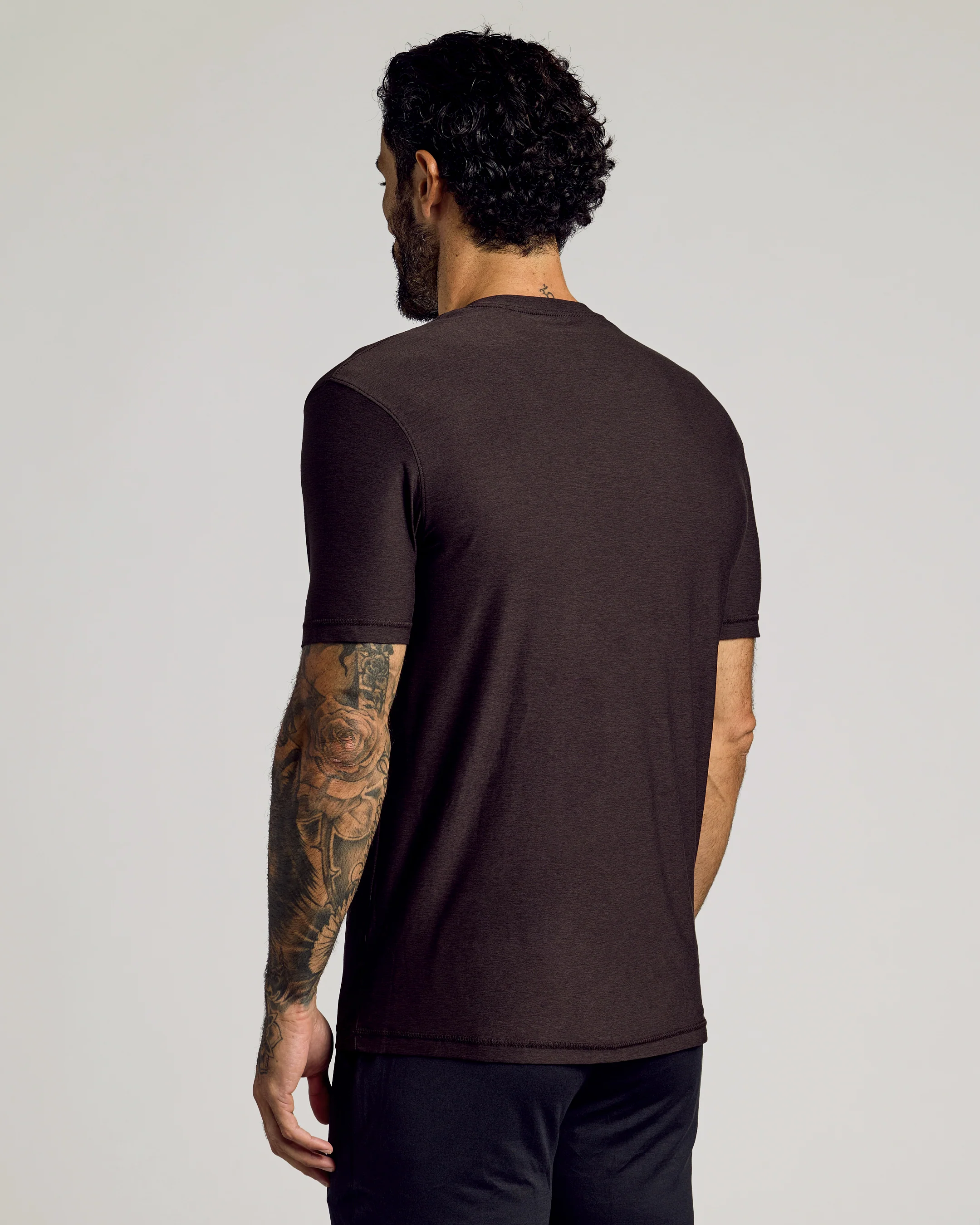 Dark Heather Cocoa Active Crew Neck Tee - Image 3