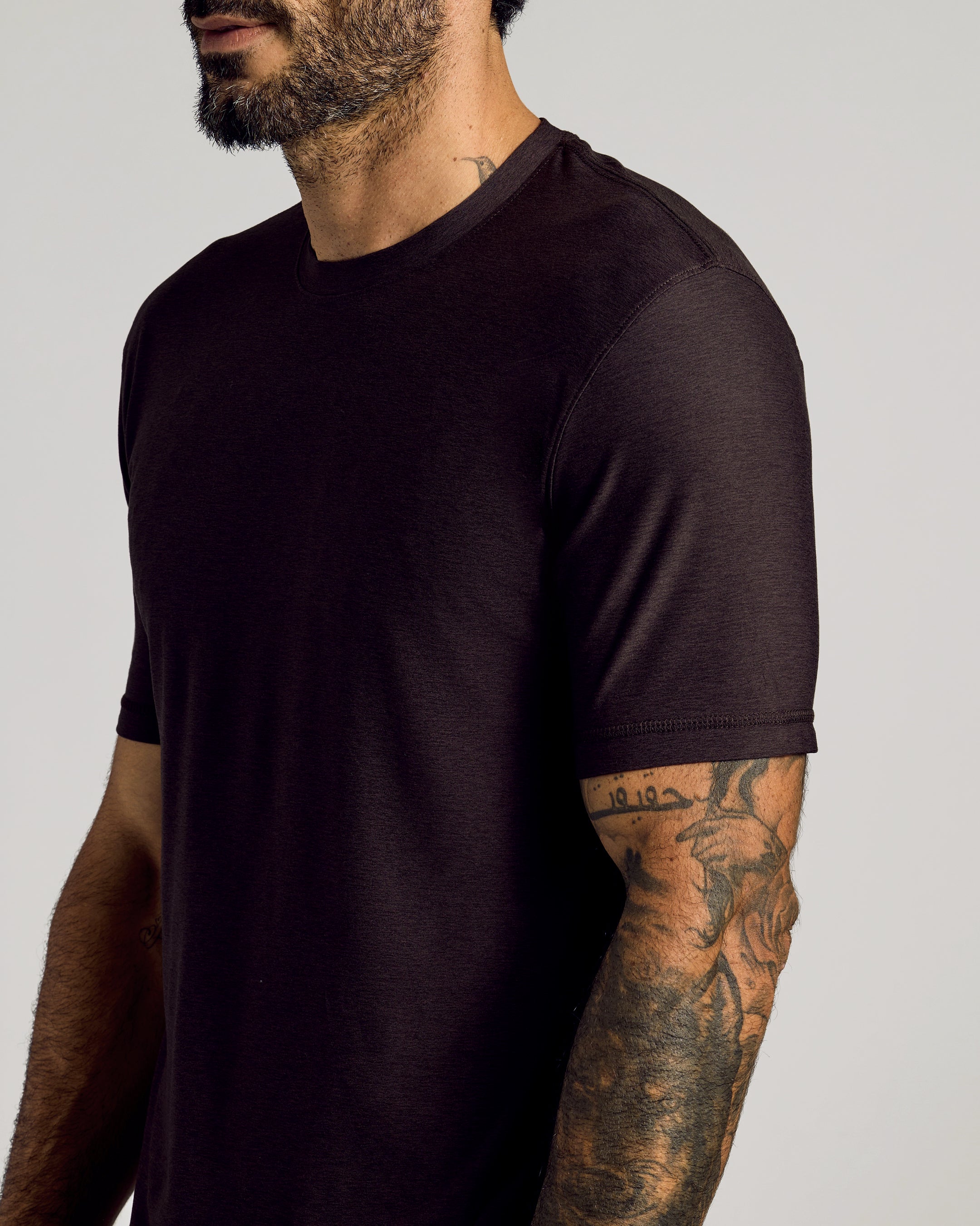 Dark Heather Cocoa Active Crew Neck Tee - Image 4
