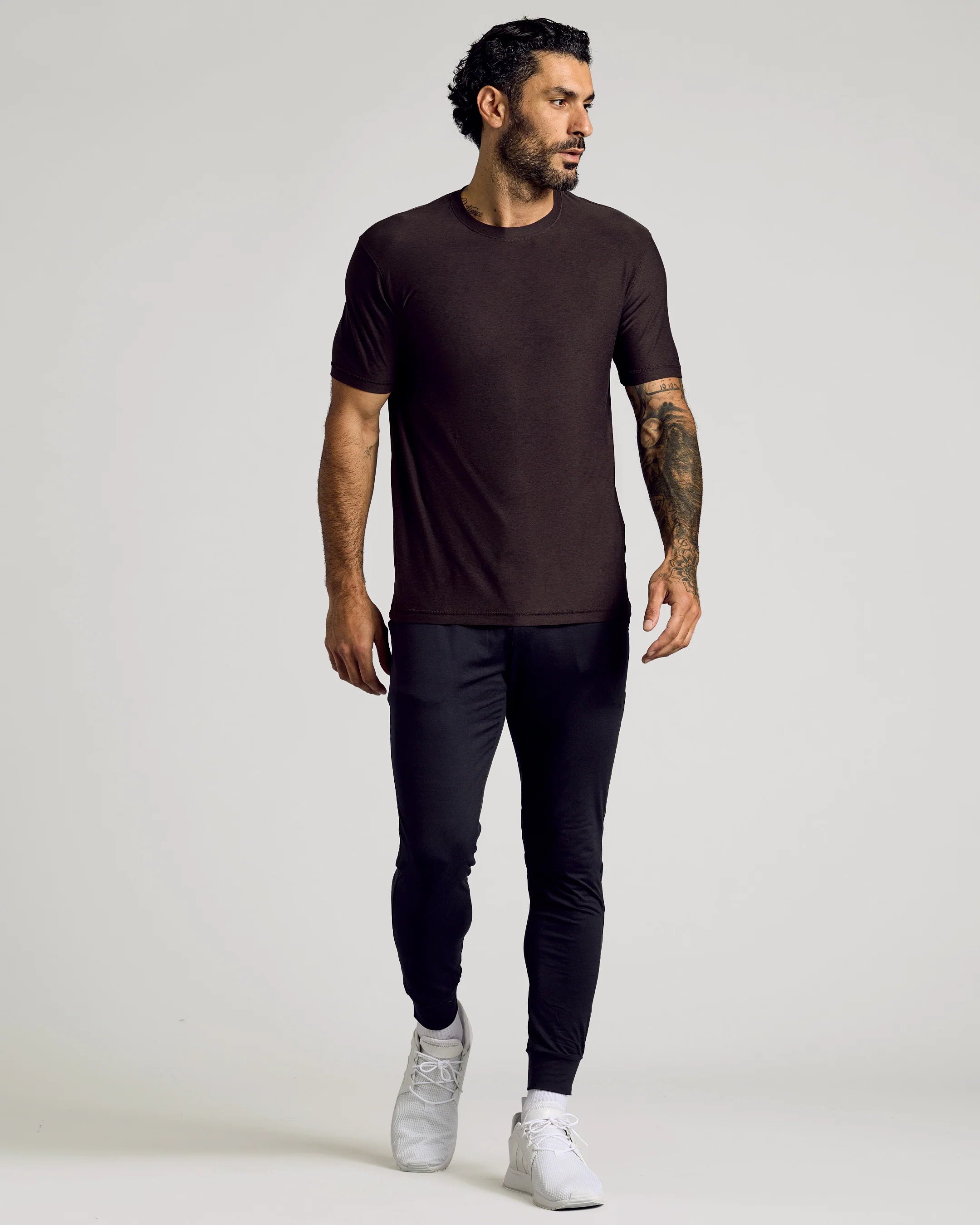 Dark Heather Cocoa Active Crew Neck Tee - Image 5