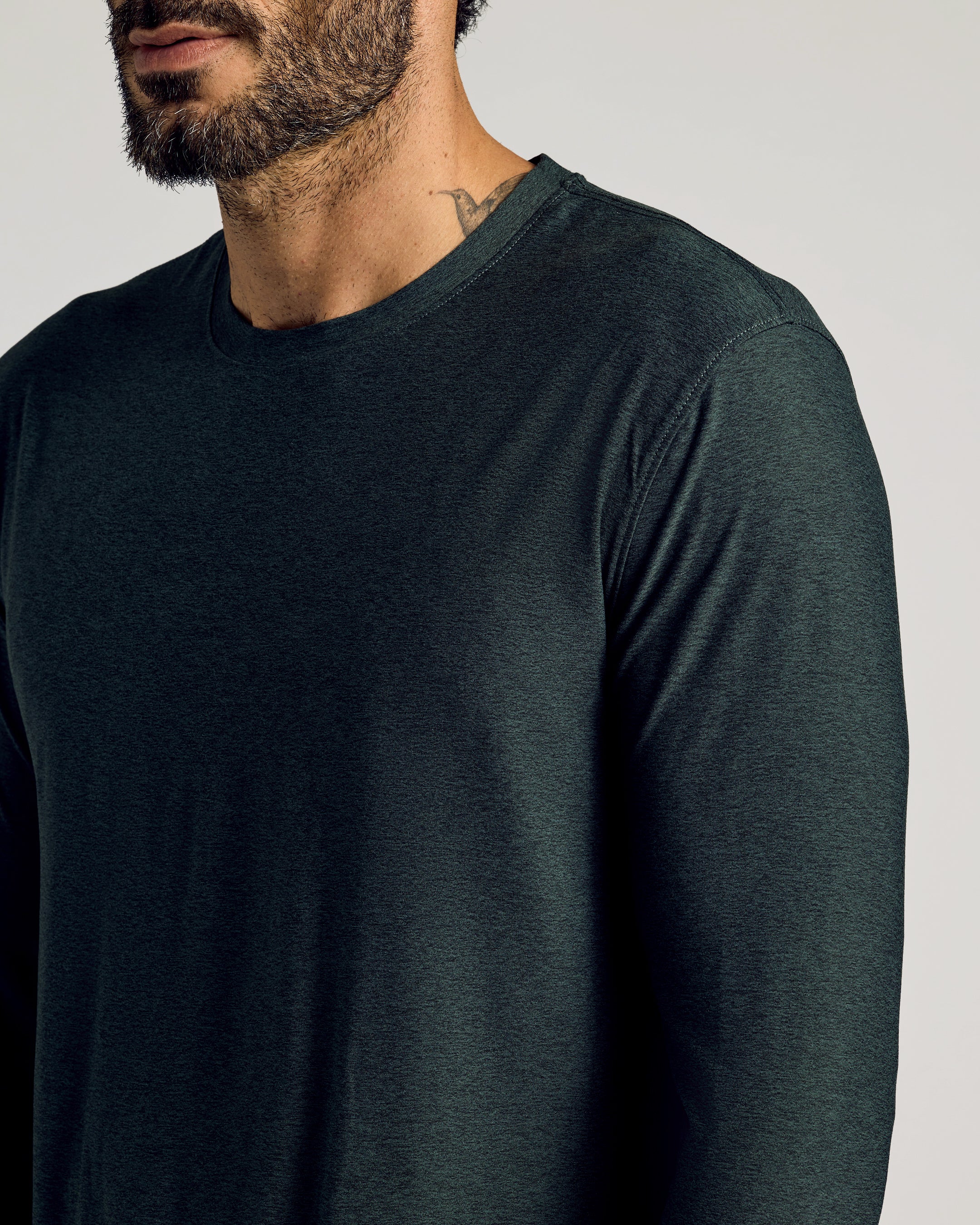 Dark Heather Forest Active Long Sleeve Crew T-Shirt - Image 4