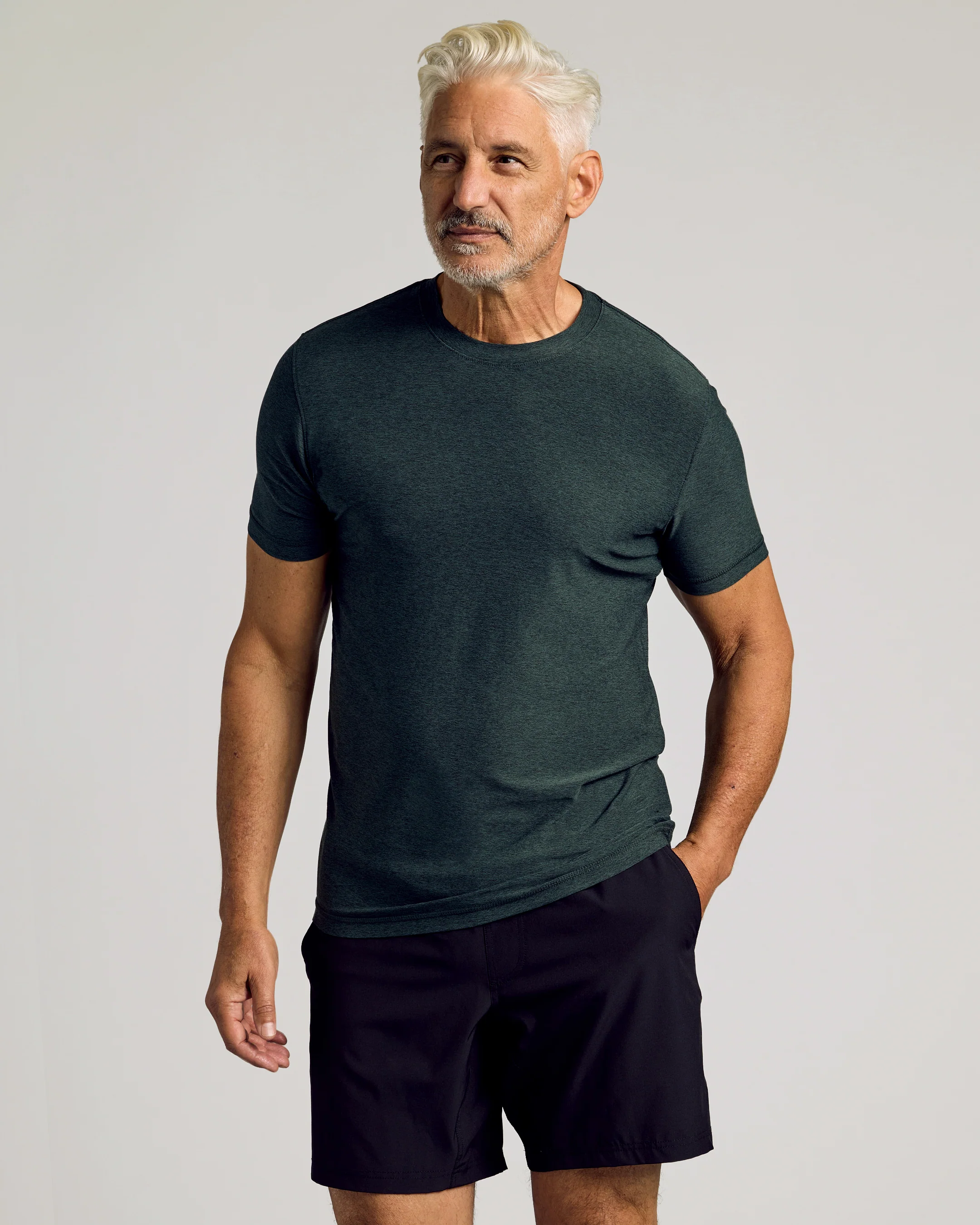 Dark Heather Forest Active Short Sleeve Crew Neck Tee