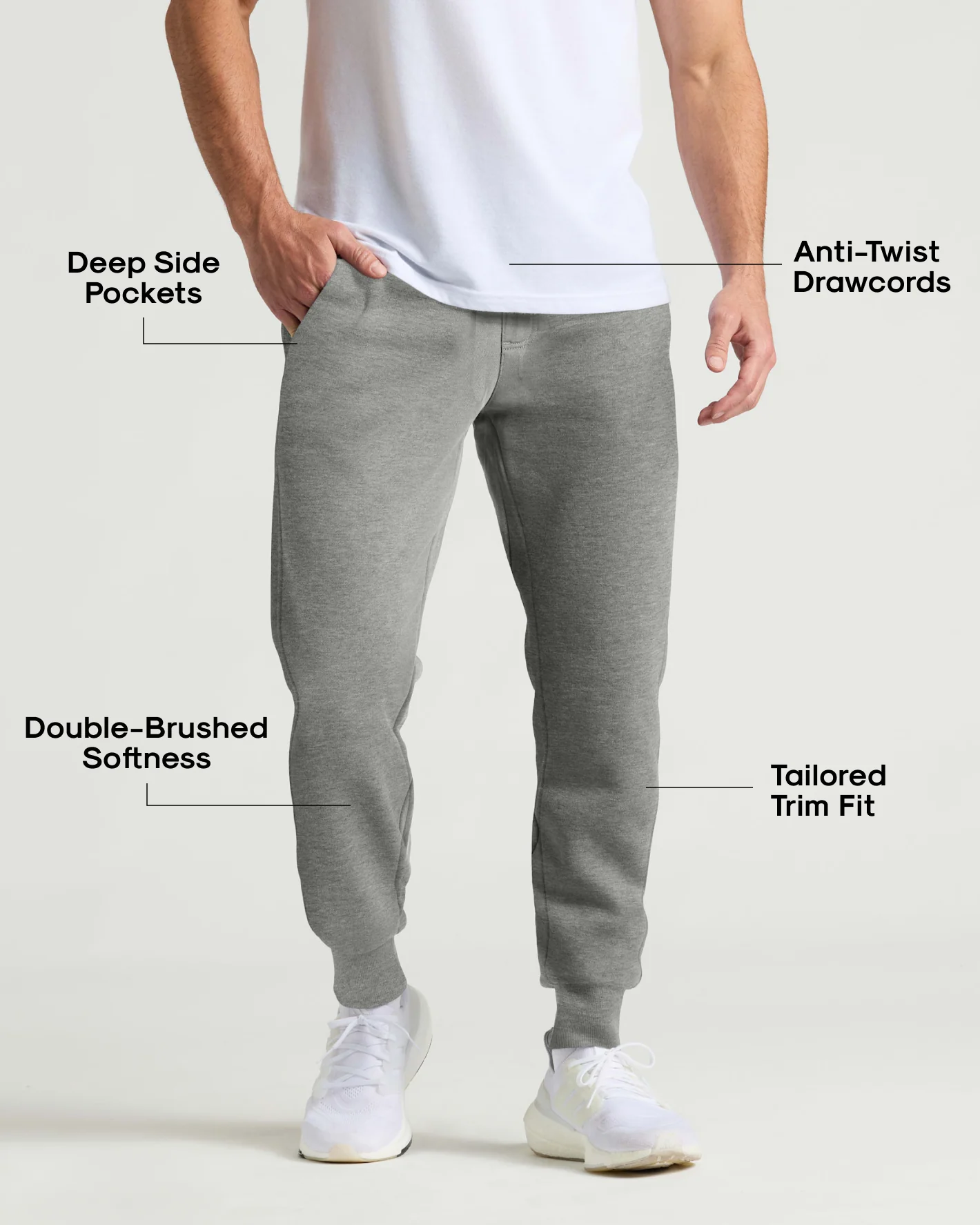 Dark Heather Gray Fleece French Terry Joggers - Image 3