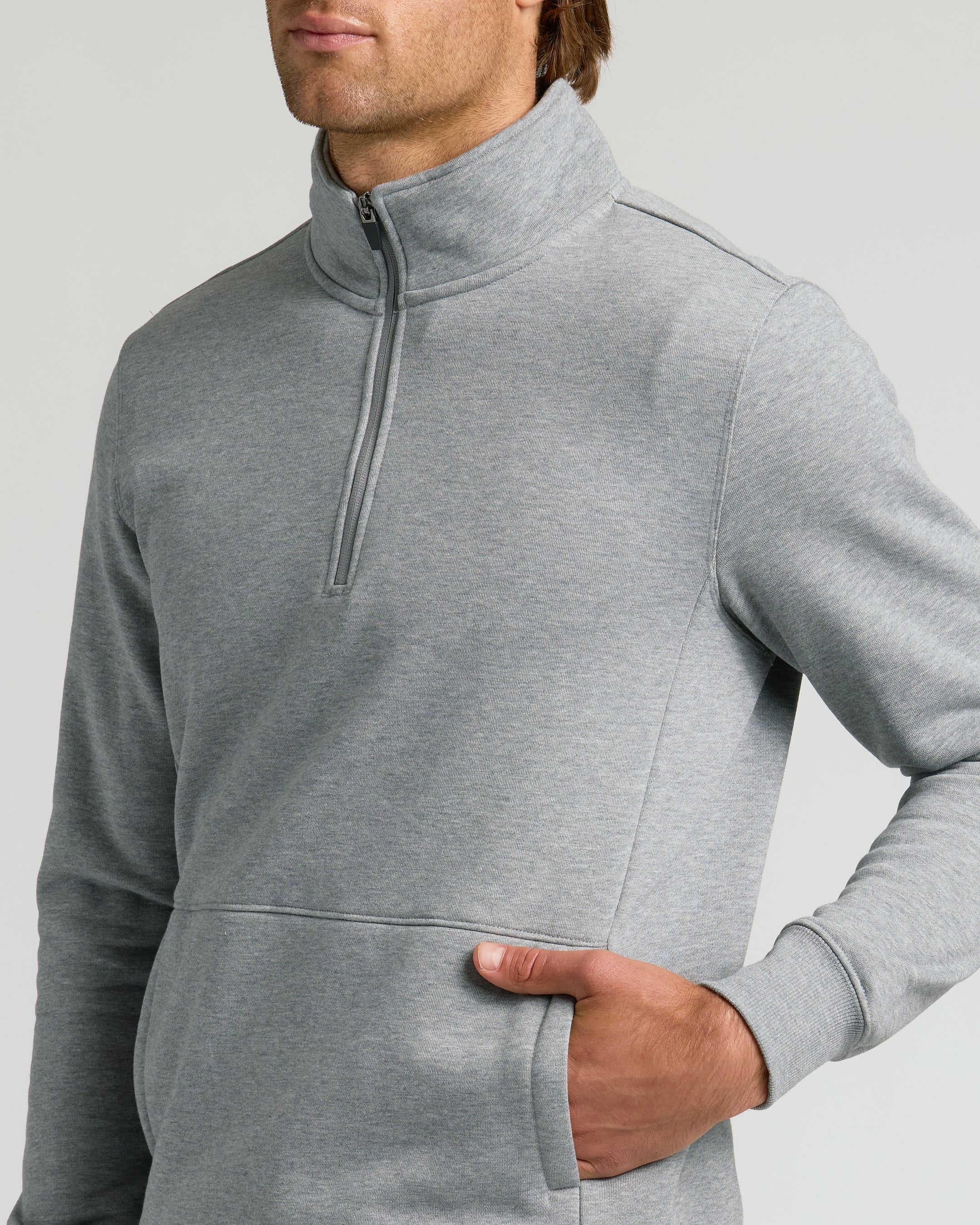 Dark Heather Gray Quarter Zip Fleece Sweatshirt - Image 5