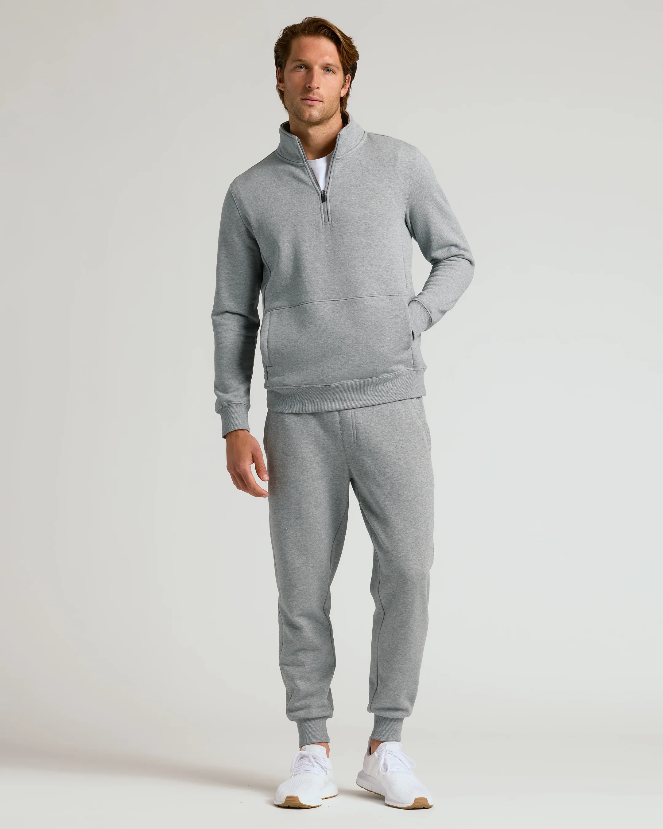 Dark Heather Gray Quarter Zip Fleece Sweatshirt - Image 6