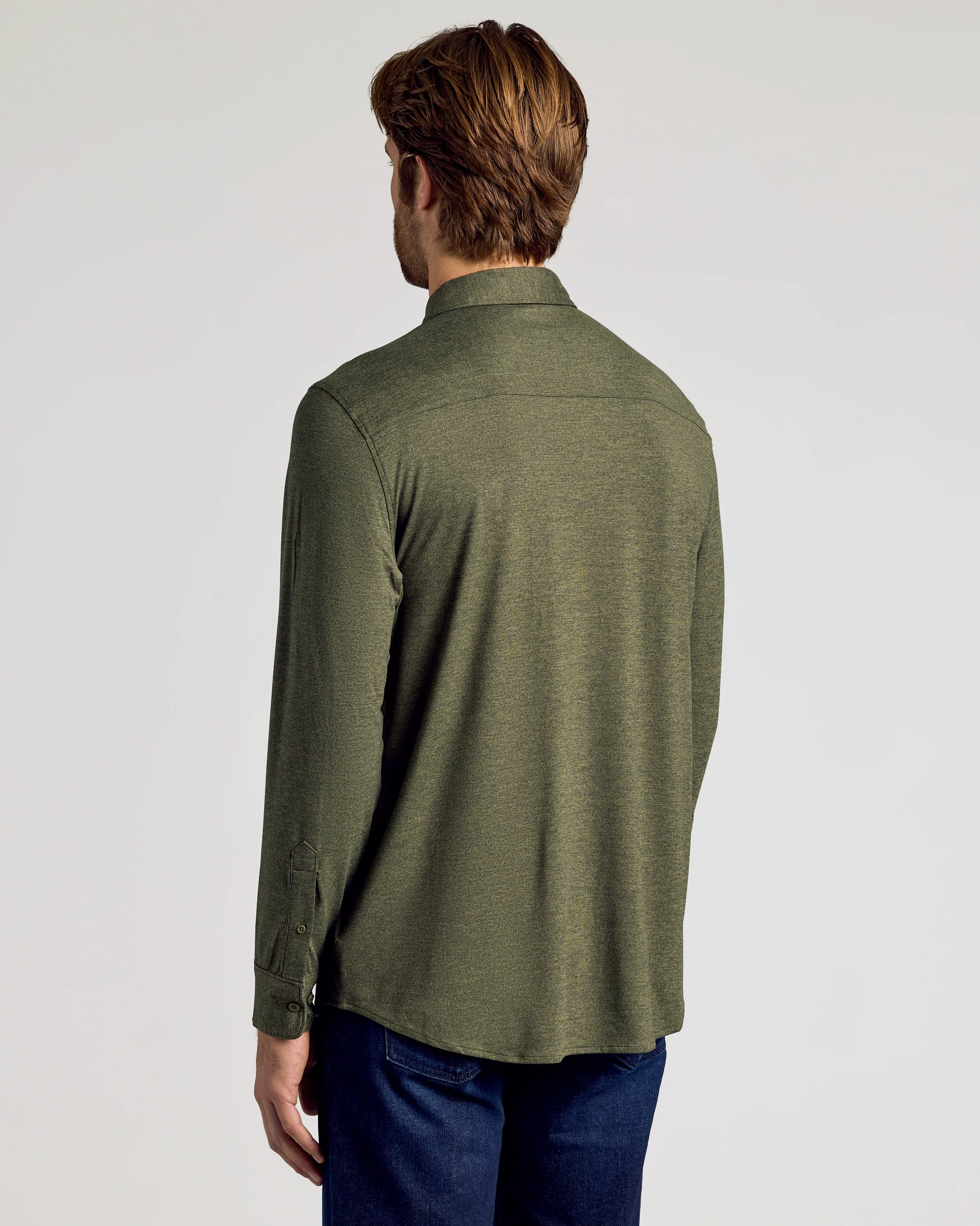 Dark Heather Military Green Long Sleeve Do-It-All Comfort Shirt - Image 4