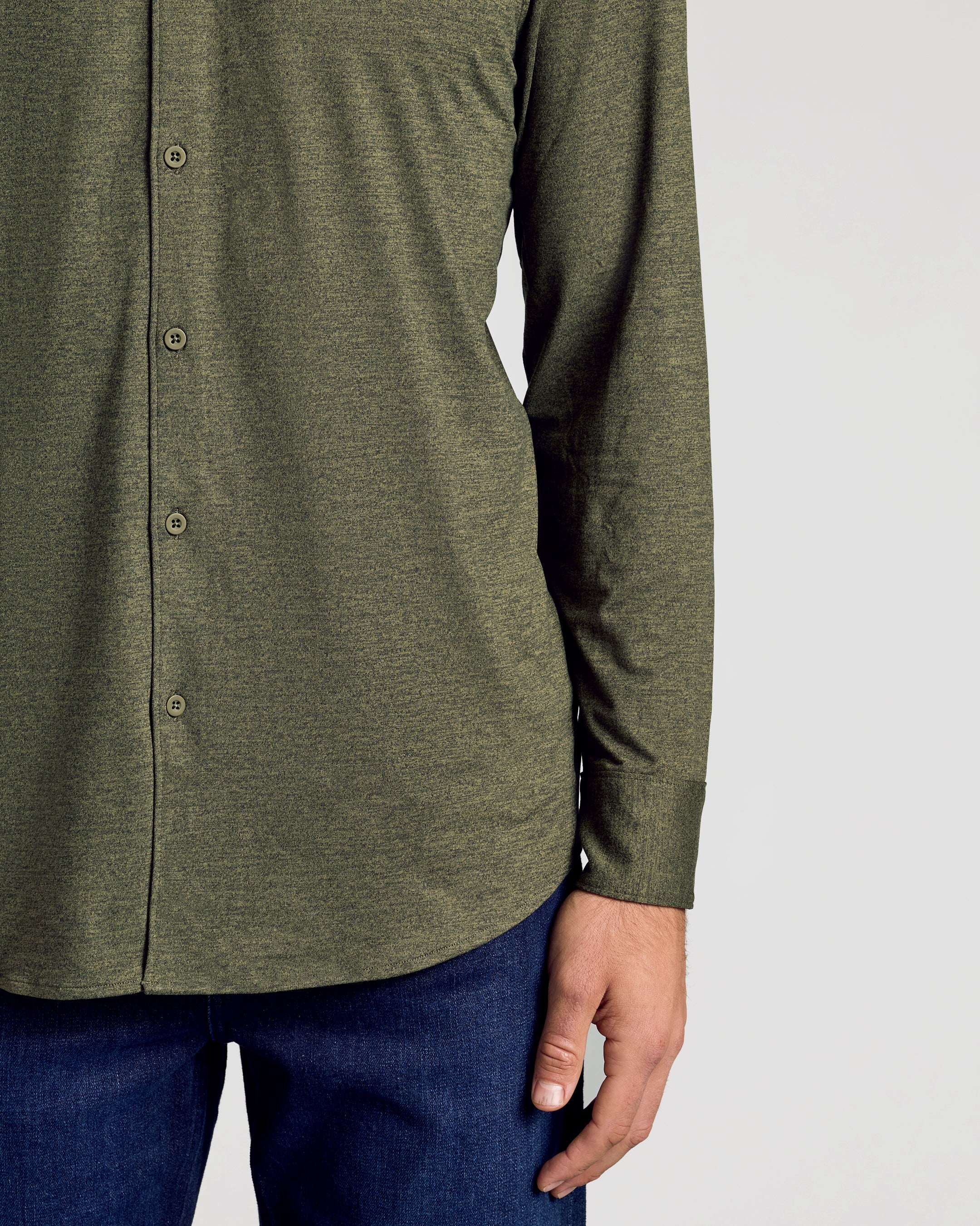 Dark Heather Military Green Long Sleeve Do-It-All Comfort Shirt - Image 6