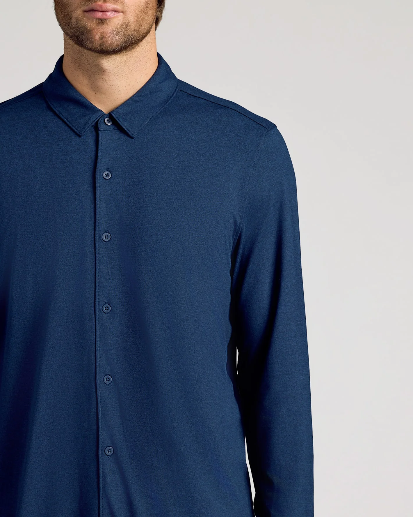 Dark Heather Navy Long Sleeve Do-It-All Comfort Shirt - Image 5