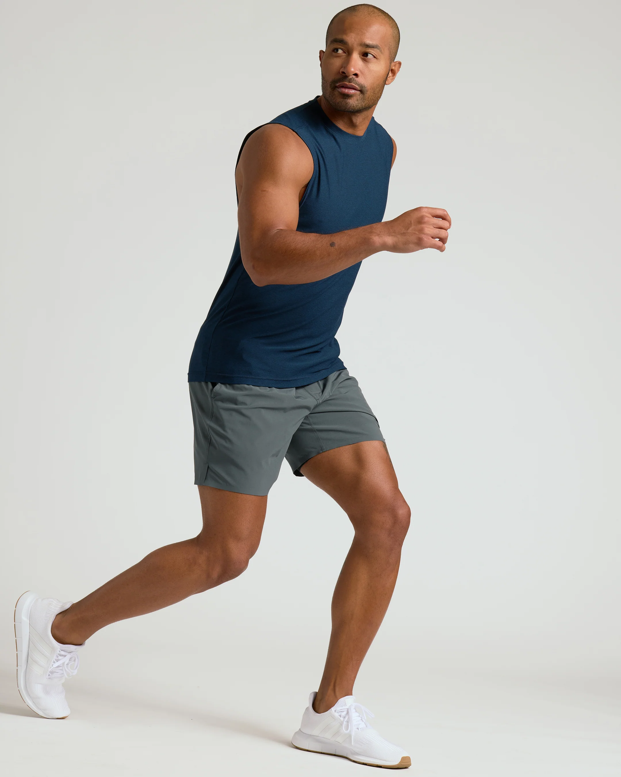 Dark Heather Navy Sleeveless Active Muscle Tee - Image 4
