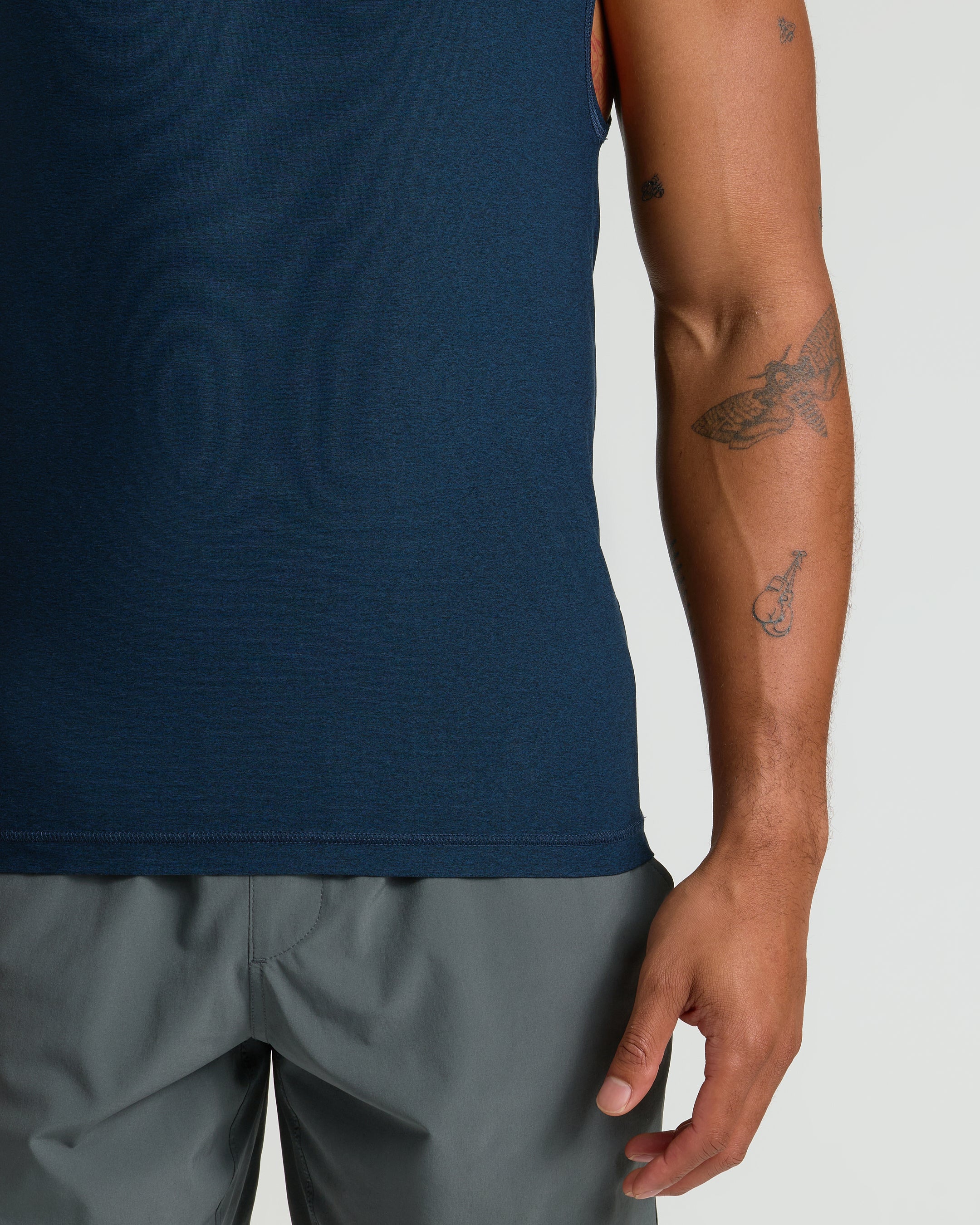 Dark Heather Navy Sleeveless Active Muscle Tee - Image 6
