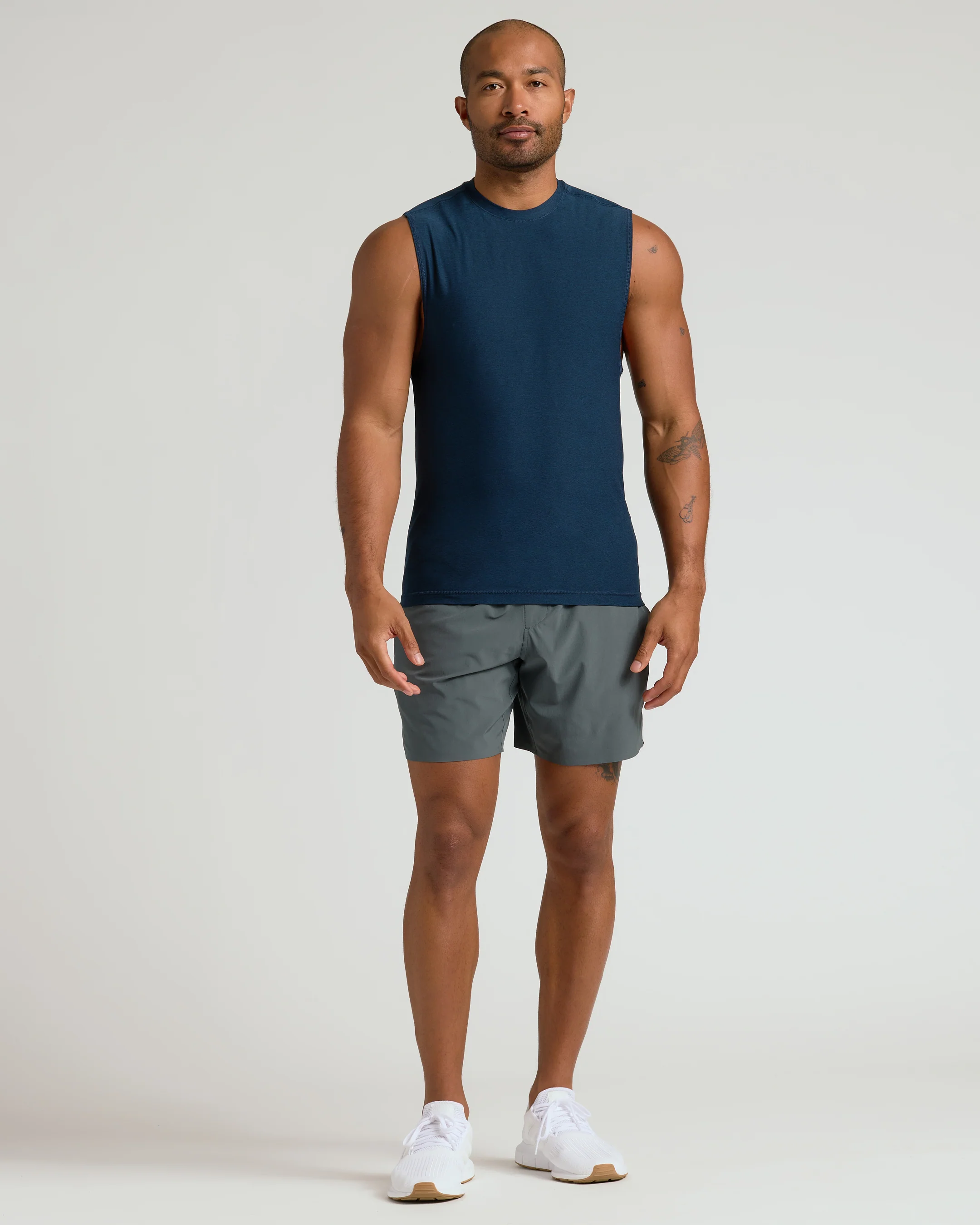 Dark Heather Navy Sleeveless Active Muscle Tee - Image 7